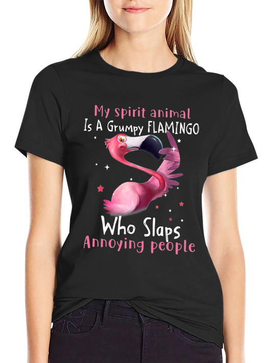 Grumpy Flamingo Slaps Annoying People T-Shirt