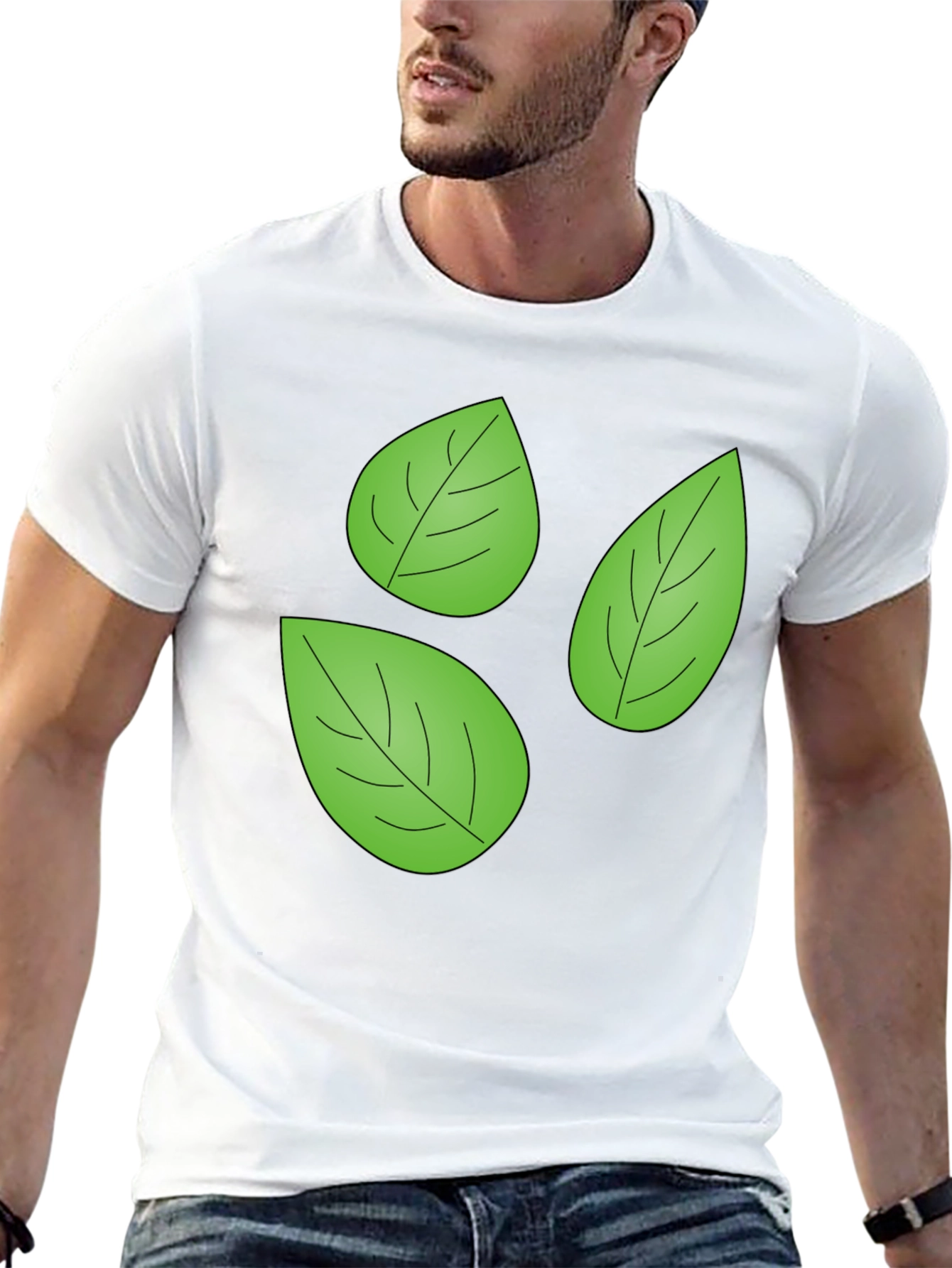 Leaf Pattern Black T-Shirt