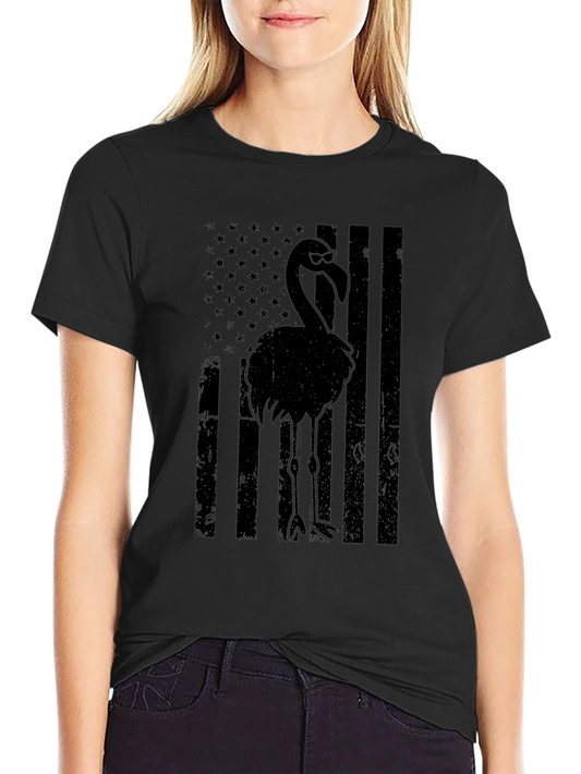 Flamingo American Flag Graphic Tee