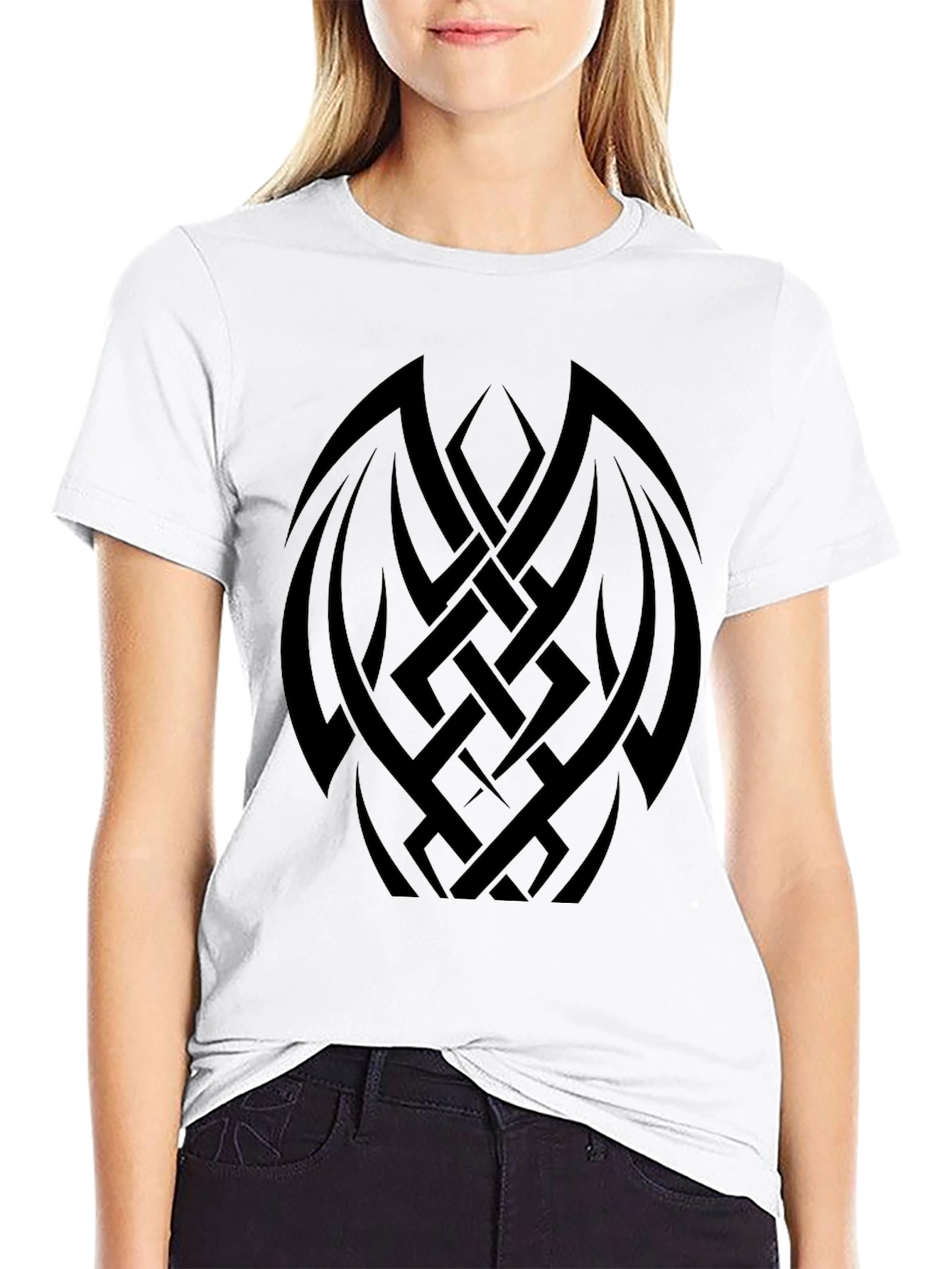 Black Tribal Tattoo Graphic Print Tee