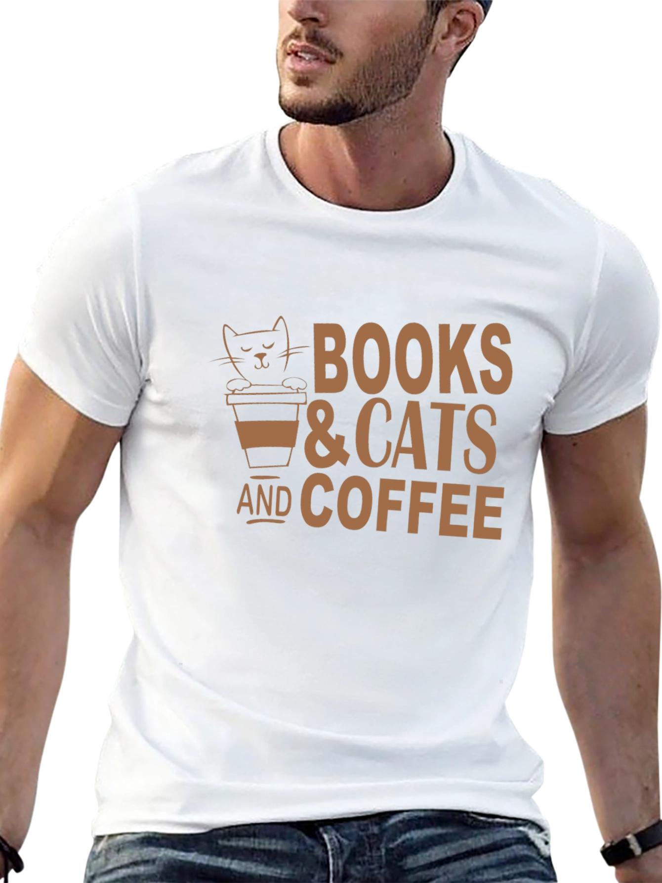 Books Cats and Coffee Black T-Shirt