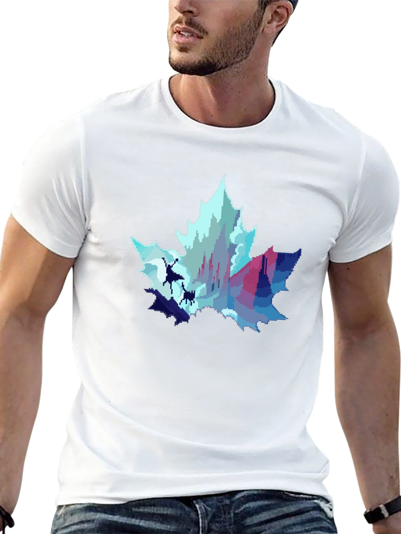 Pixel Art Maple Leaf Castle Graphic T-Shirt