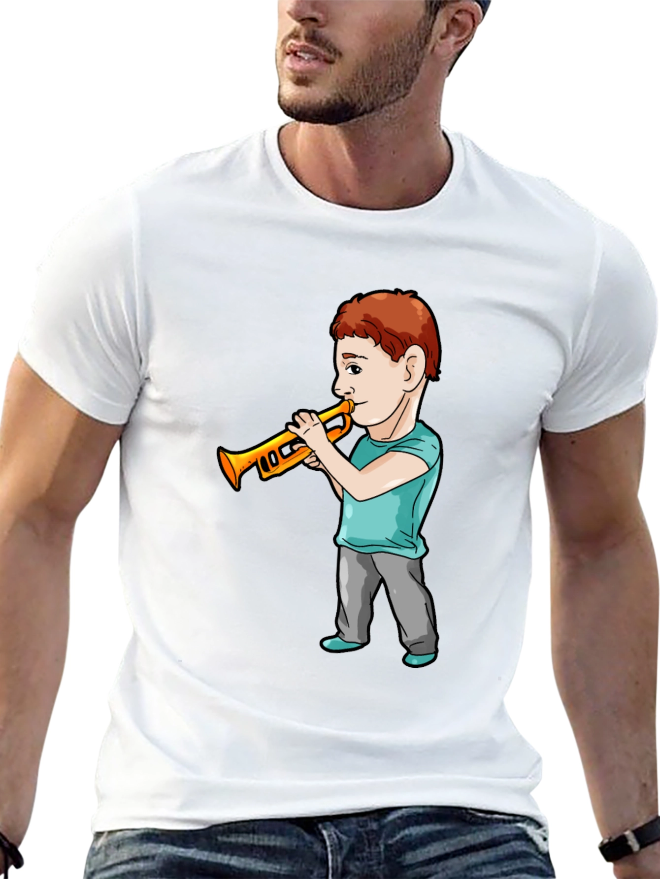 Boy Trumpet Player Black T-Shirt