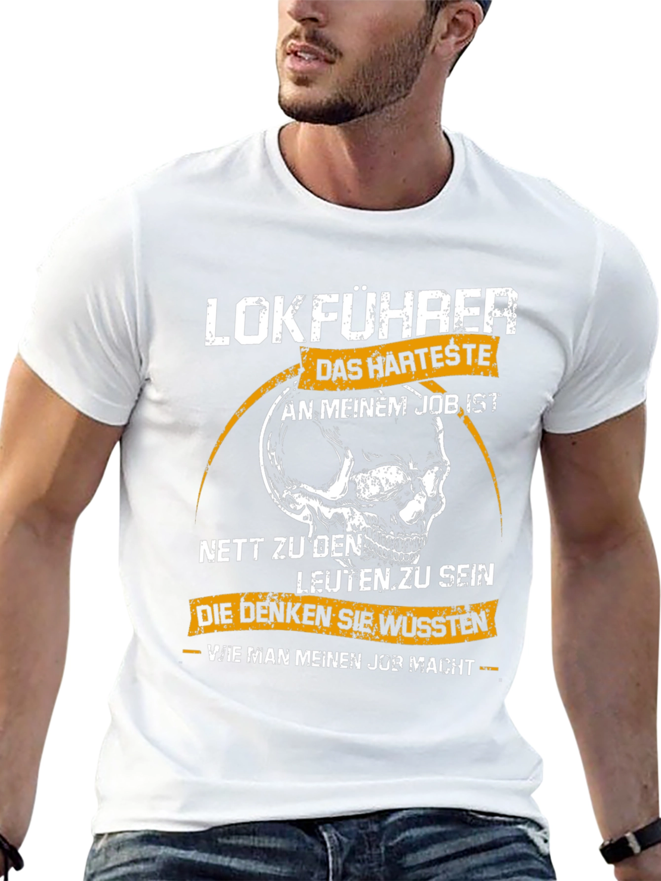Lokführer Hardest Job T-Shirt - Train Driver Skull Tee
