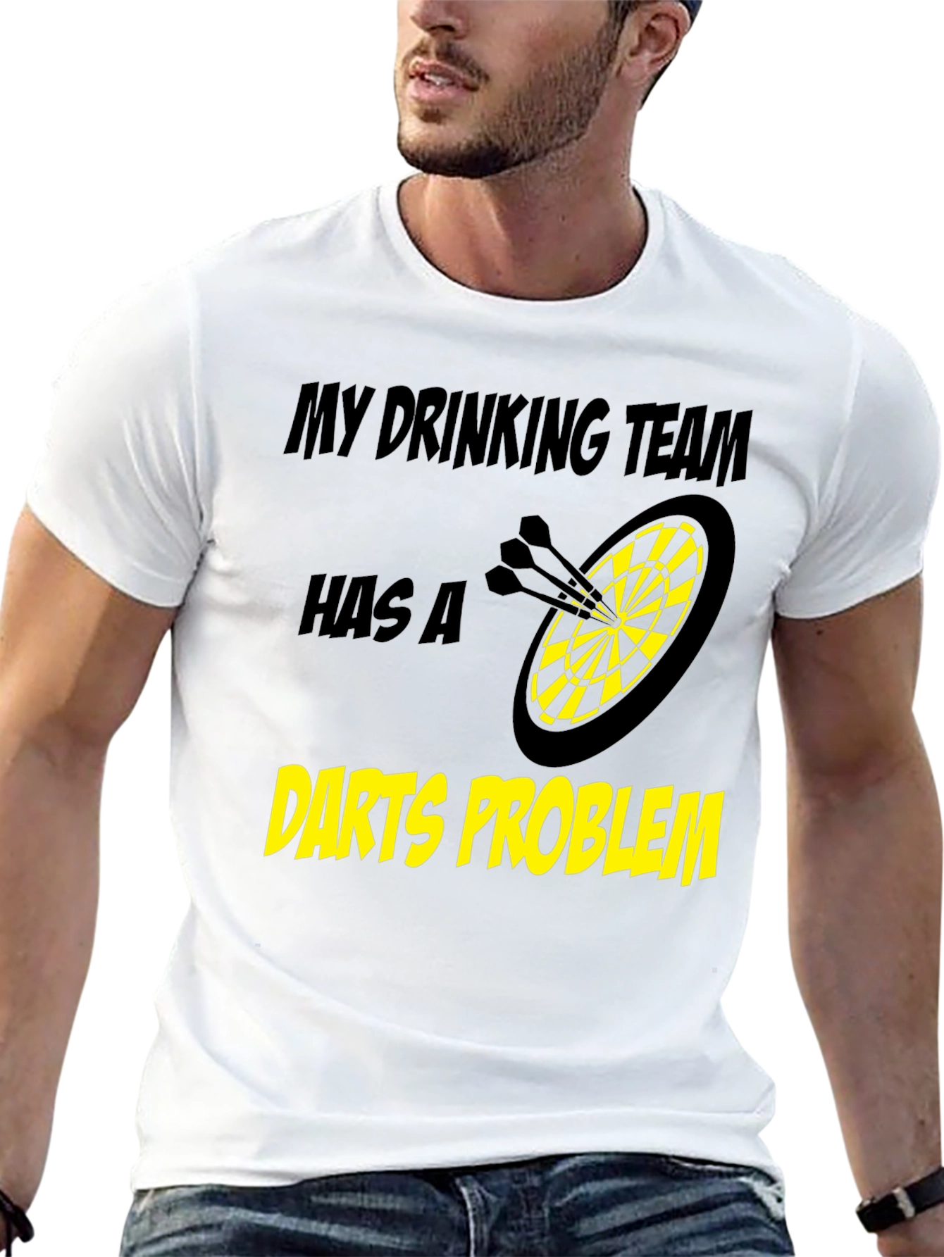 Darts Problem Funny Drinking Team Black T-Shirt