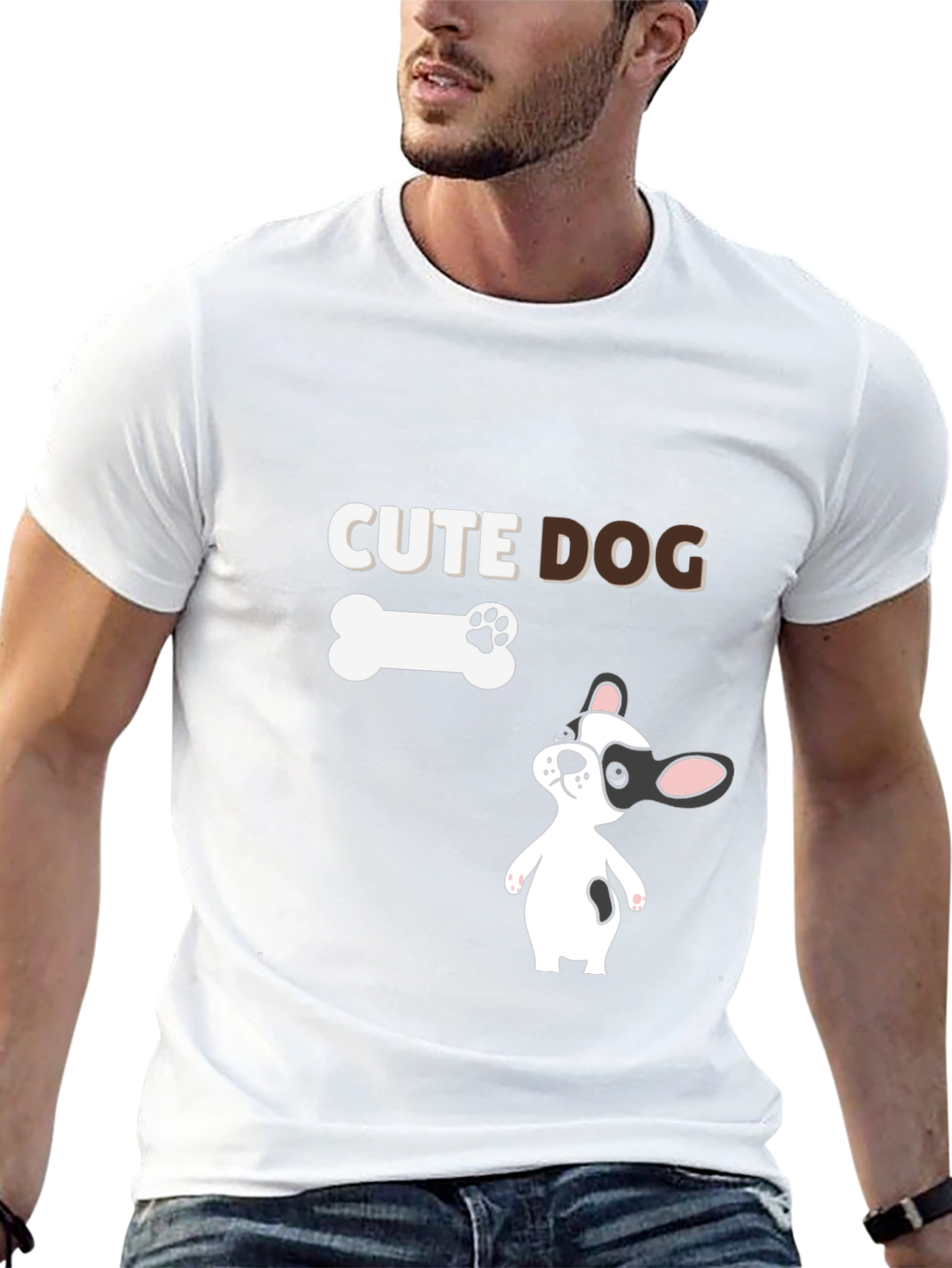 Cute Dog Graphic Black T-Shirt