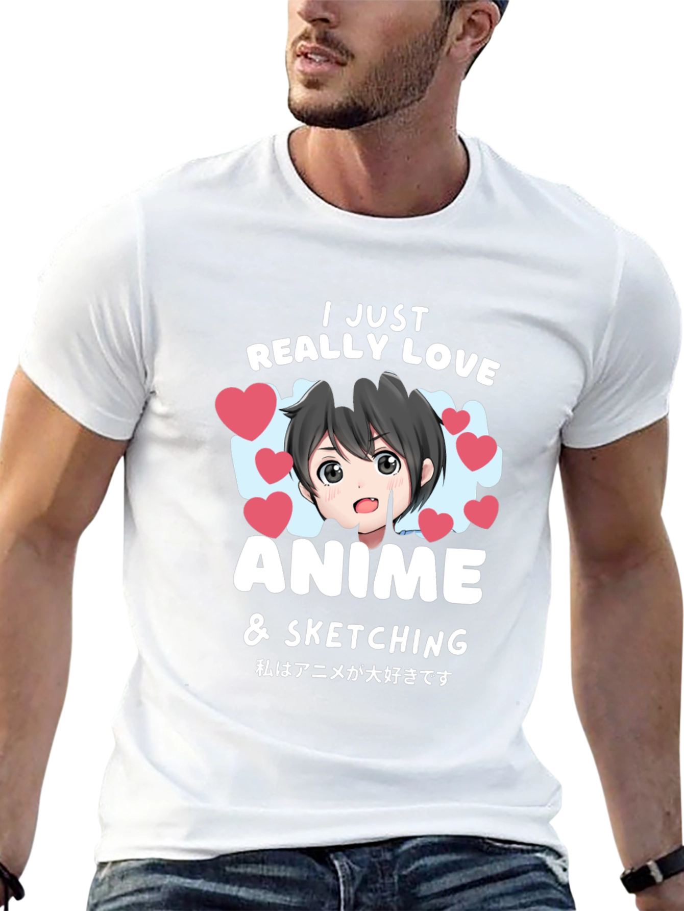 Anime Lovers Black T-Shirt: I Love Anime & Sketching