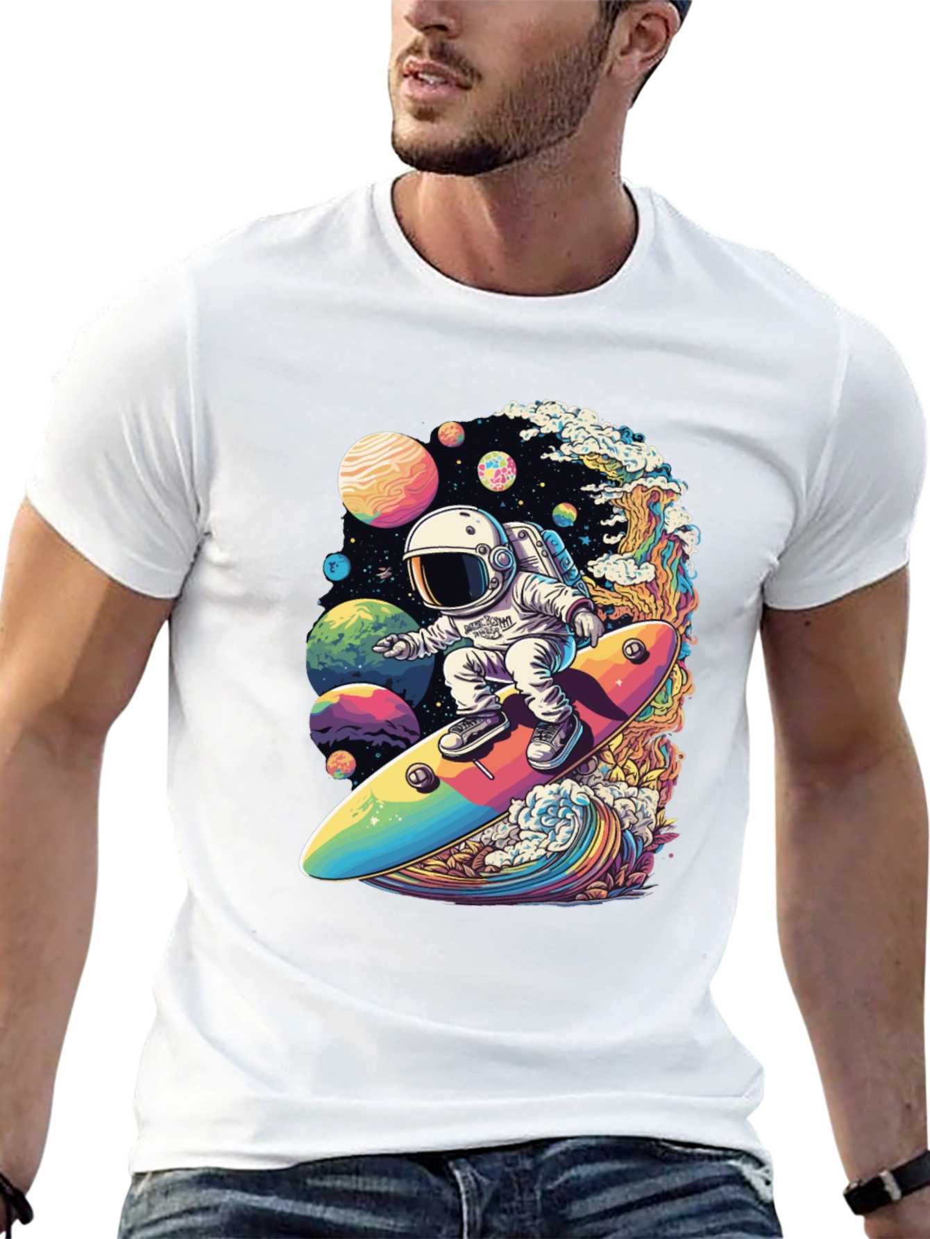 Astronaut Surfing Planets T-Shirt
