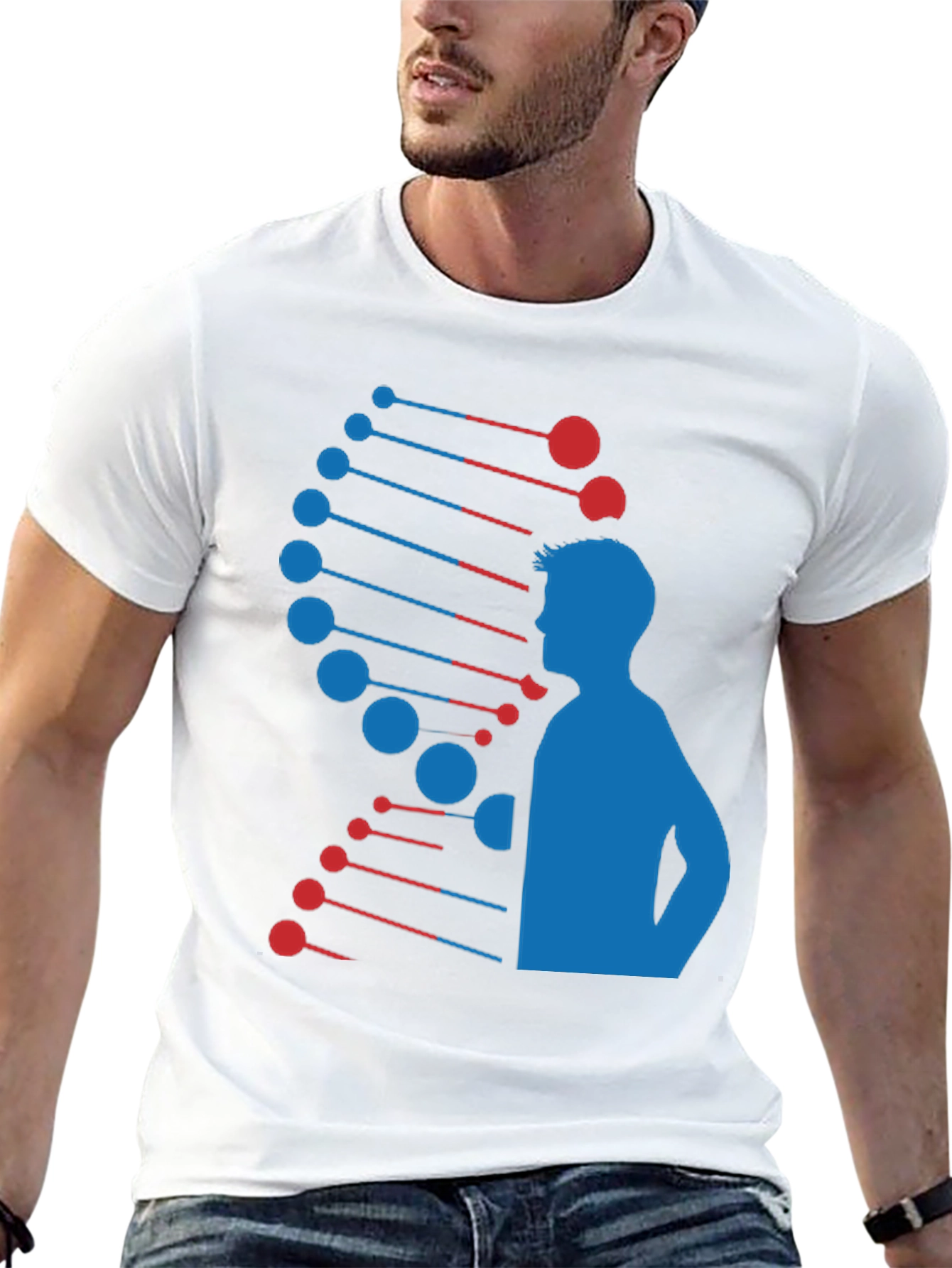 DNA Man Graphic Tee - Black Cotton Blend T-Shirt