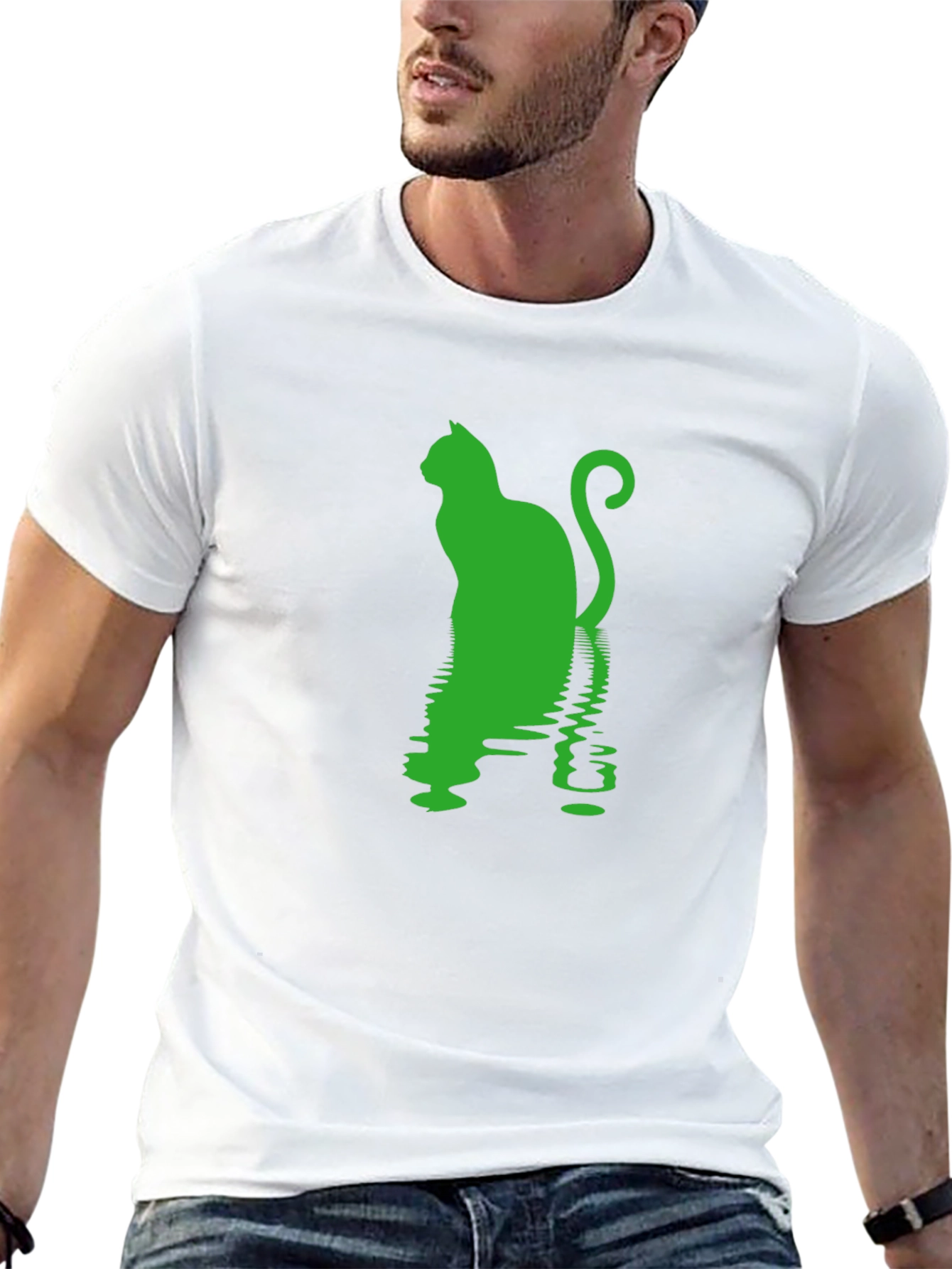 Cool Cat Silhouette Reflective Print Tee