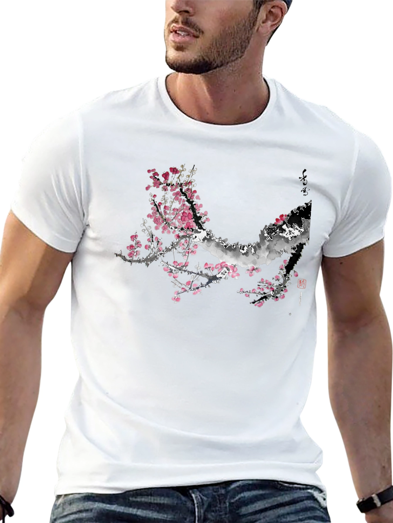 Blossom Branch Graphic Black Tee