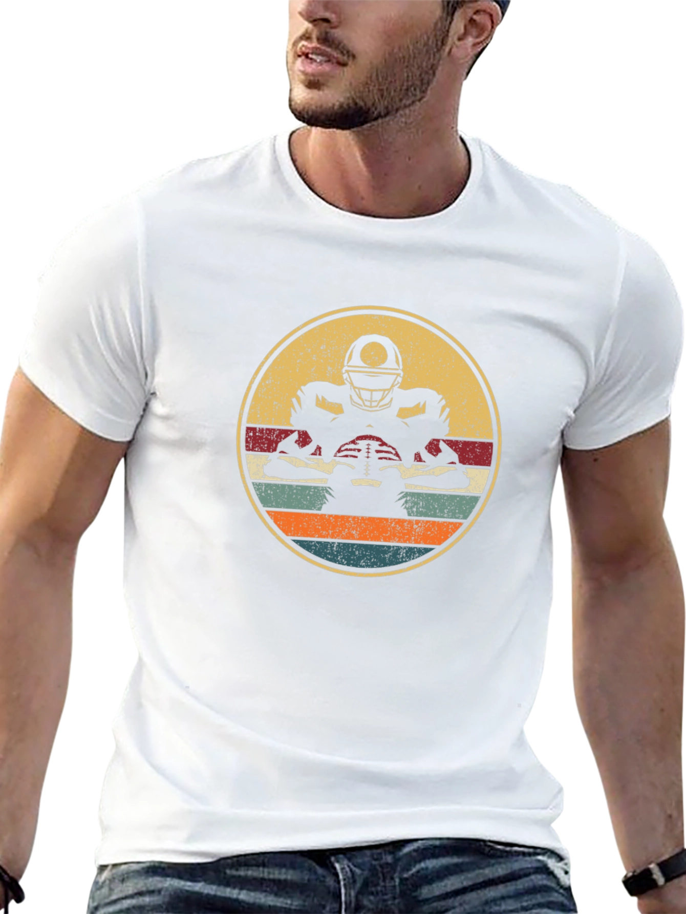 Retro Football Player Graphic T-Shirt