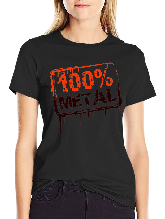 100% Metal Graphic Print Black T-Shirt