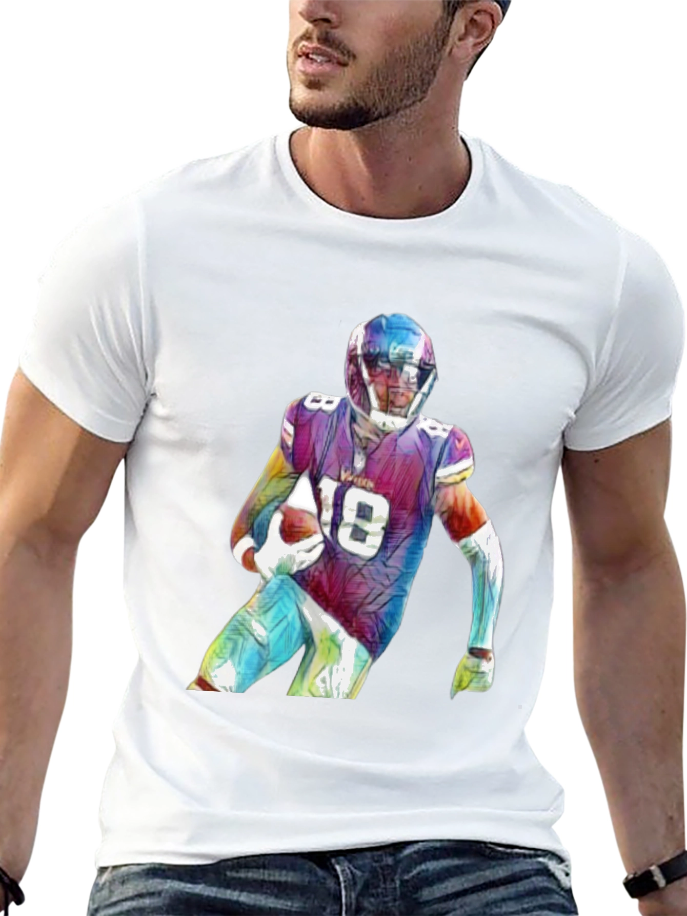 Football Player Graphic Black T-Shirt