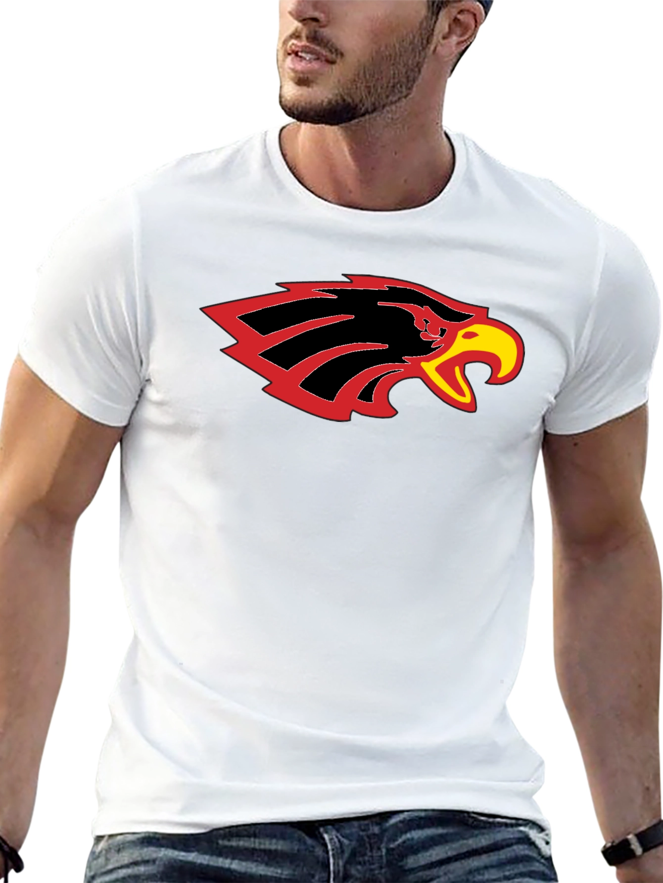 Black T-Shirt with Eagle Head Graphic