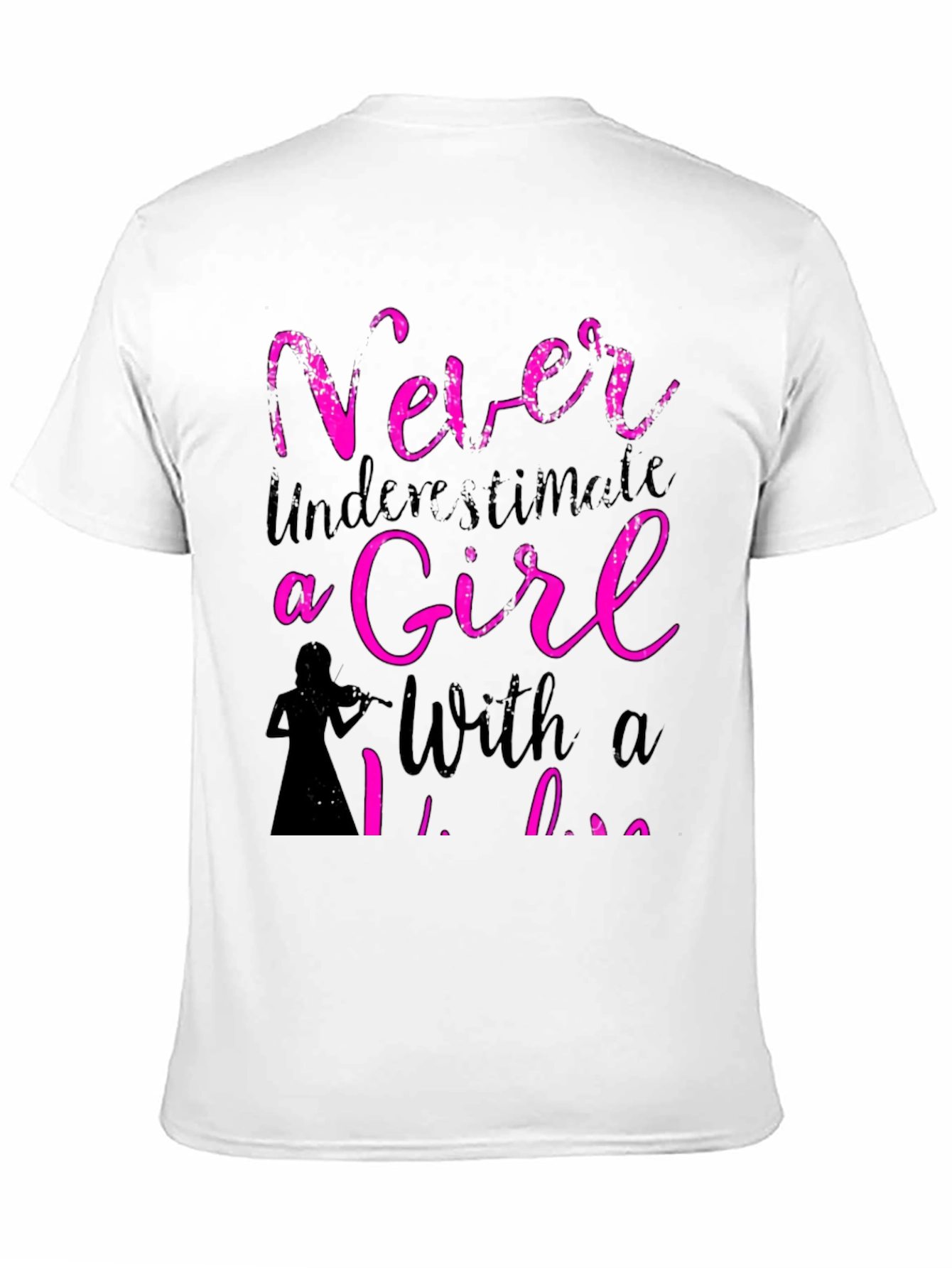 Never Underestimate A Girl With A Violin Black T-Shirt