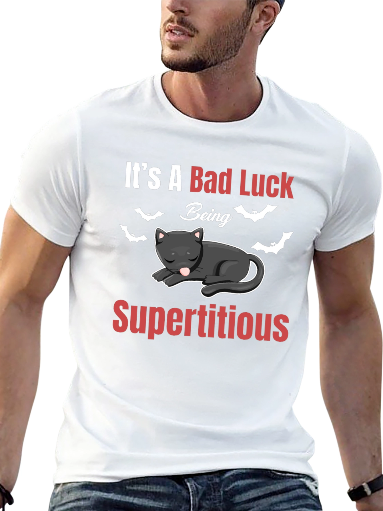 Bad Luck Superstitious Cat Graphic T-Shirt
