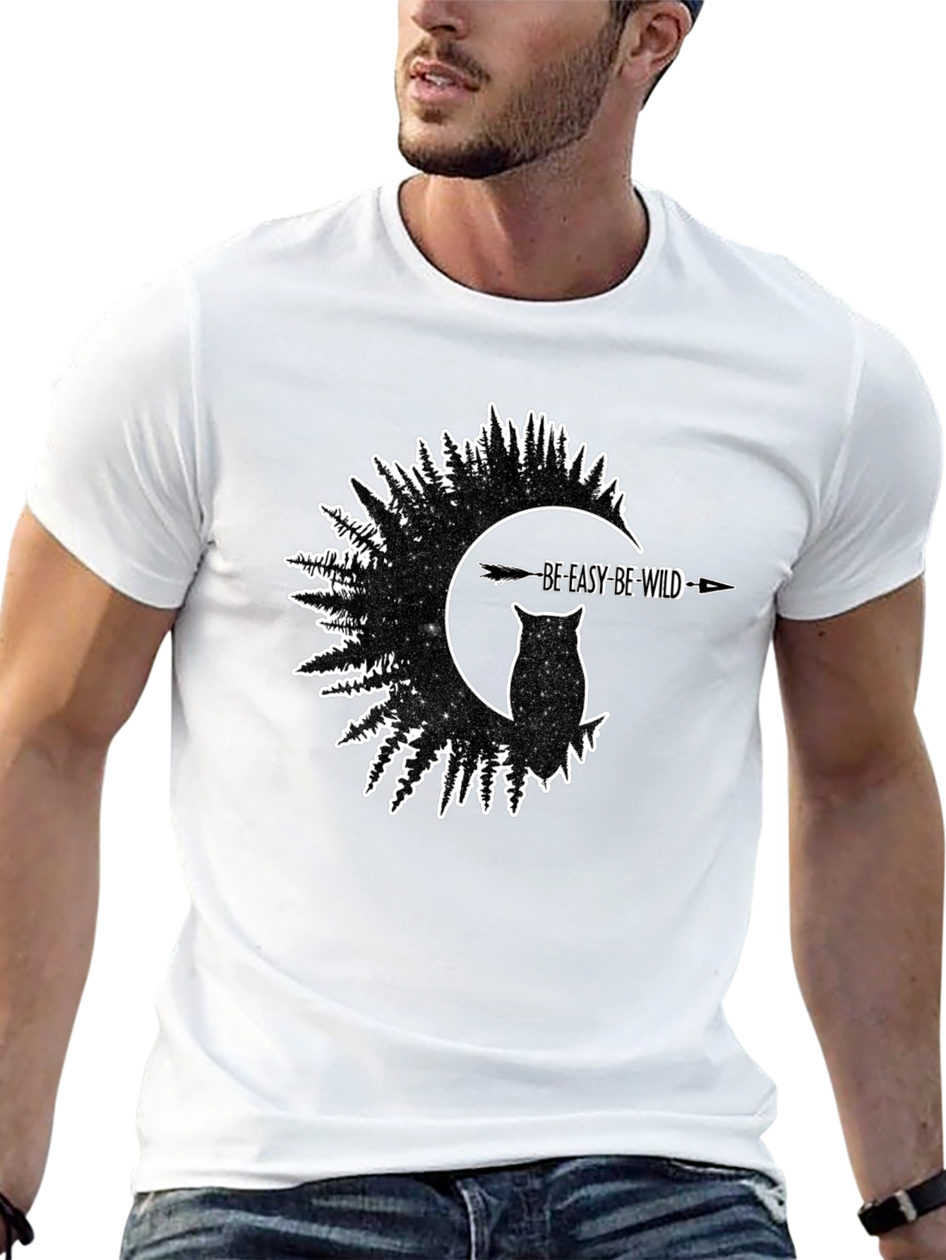 Be Easy Be Wild Owl T-Shirt - Black