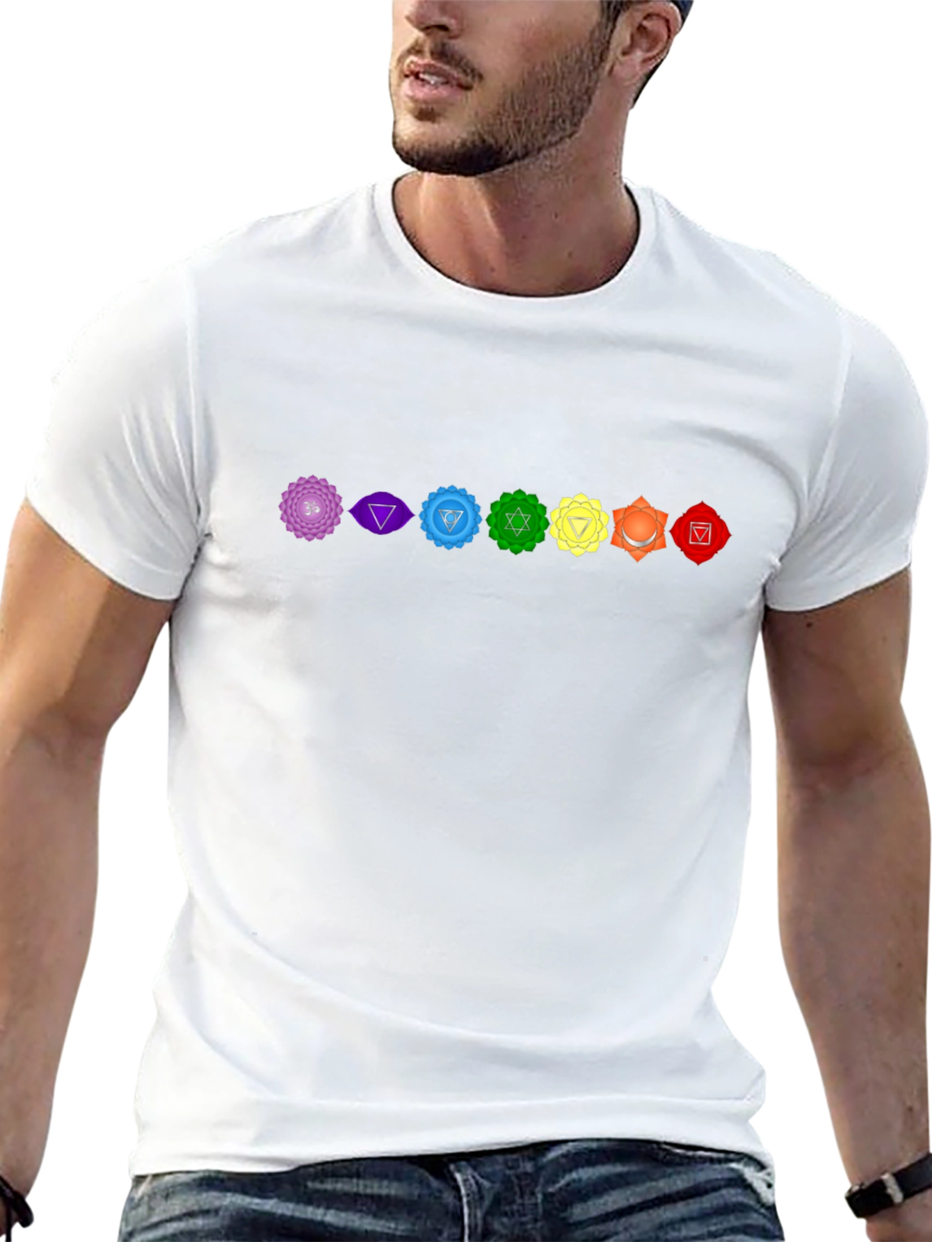 Chakra Symbol T-Shirt - Spiritual Design Black Tee