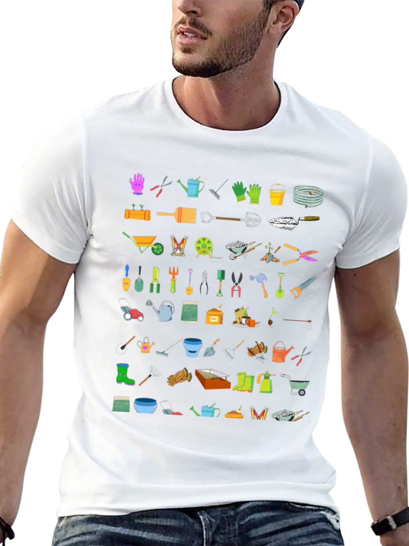 Gardening Tool Print Tee - Stylish & Functional