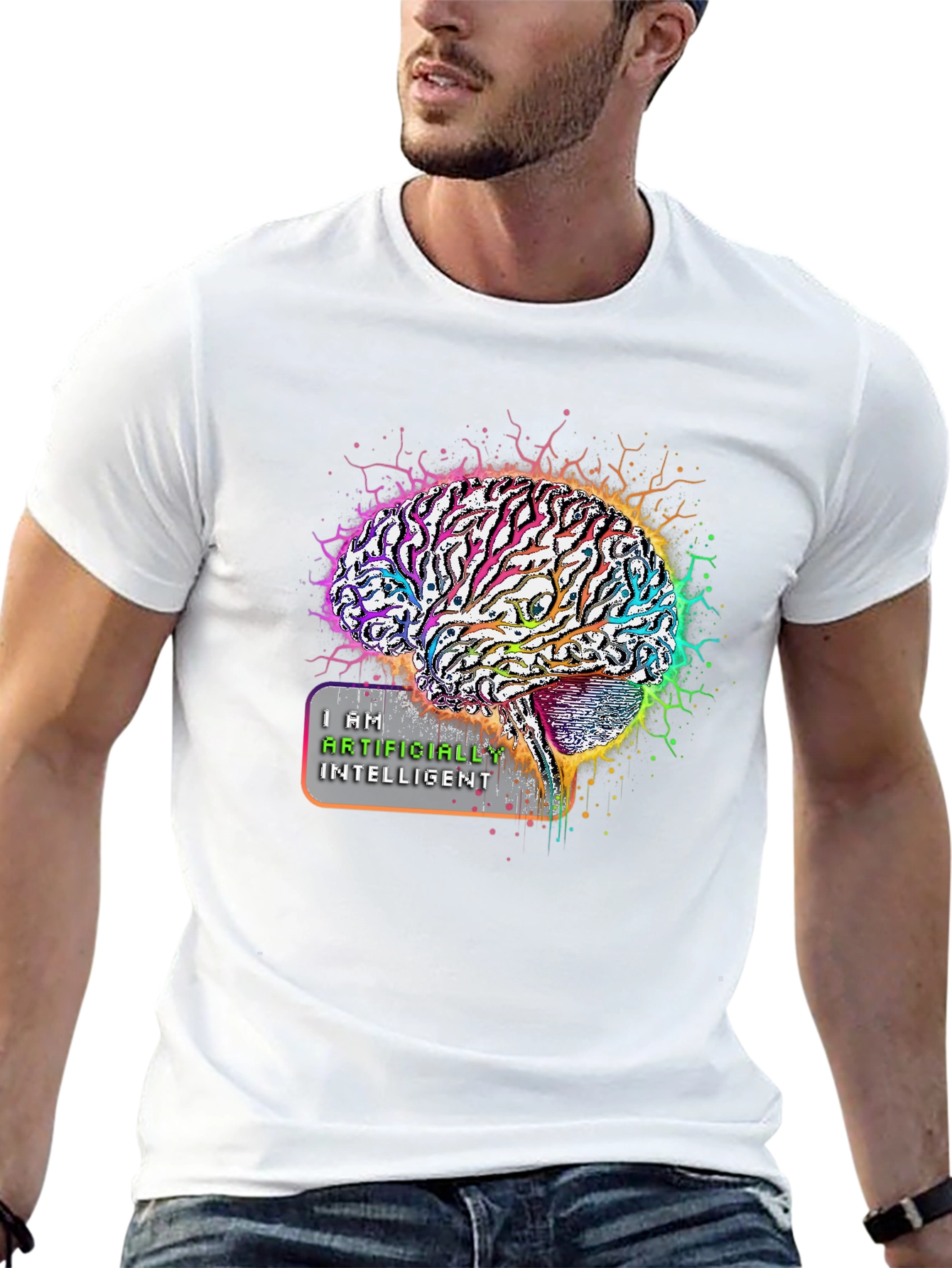 AI Brain Graphic Tee - Artificially Intelligent Unisex Shirt