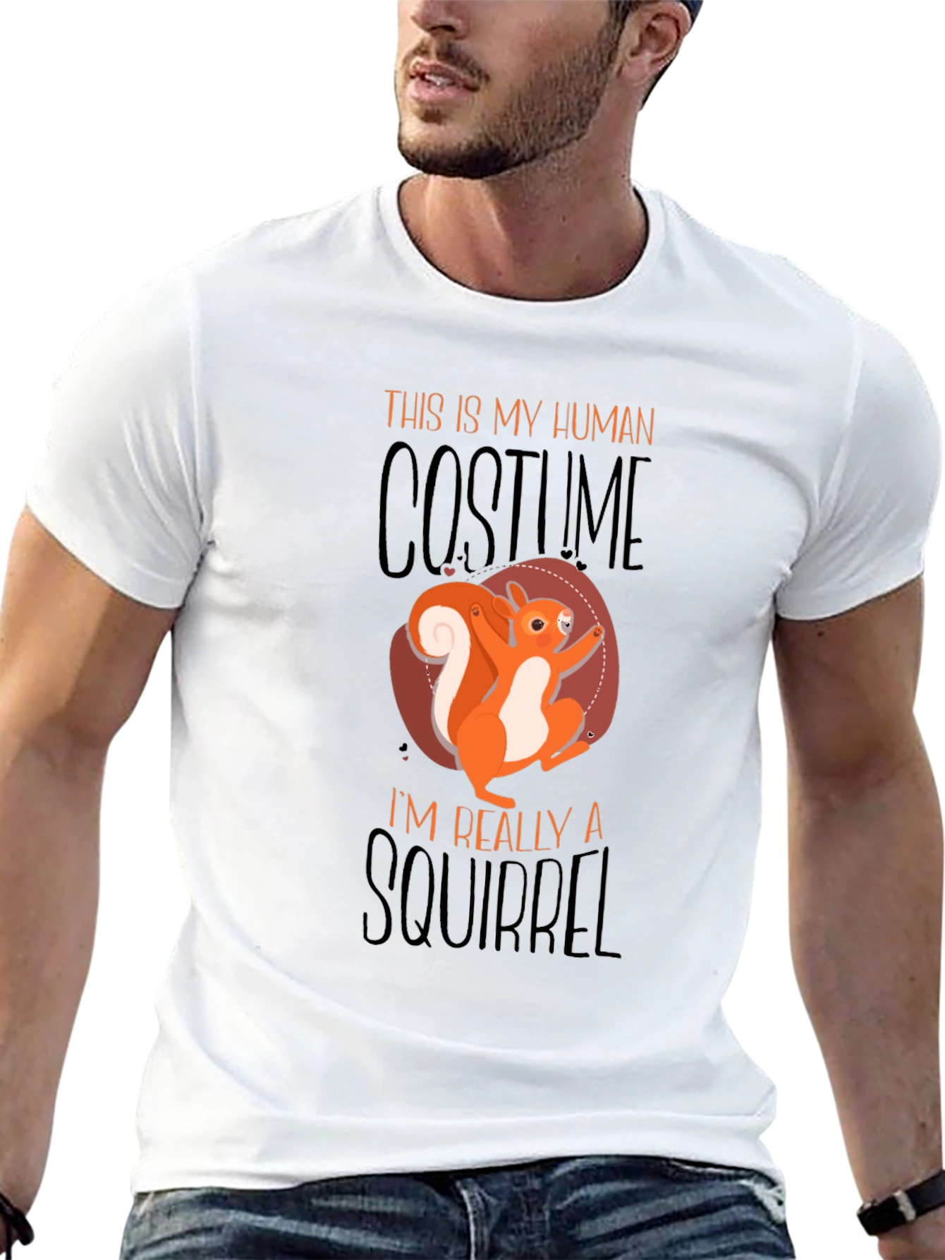 Squirrel Costume Graphic T-Shirt - Novelty Halloween Tee