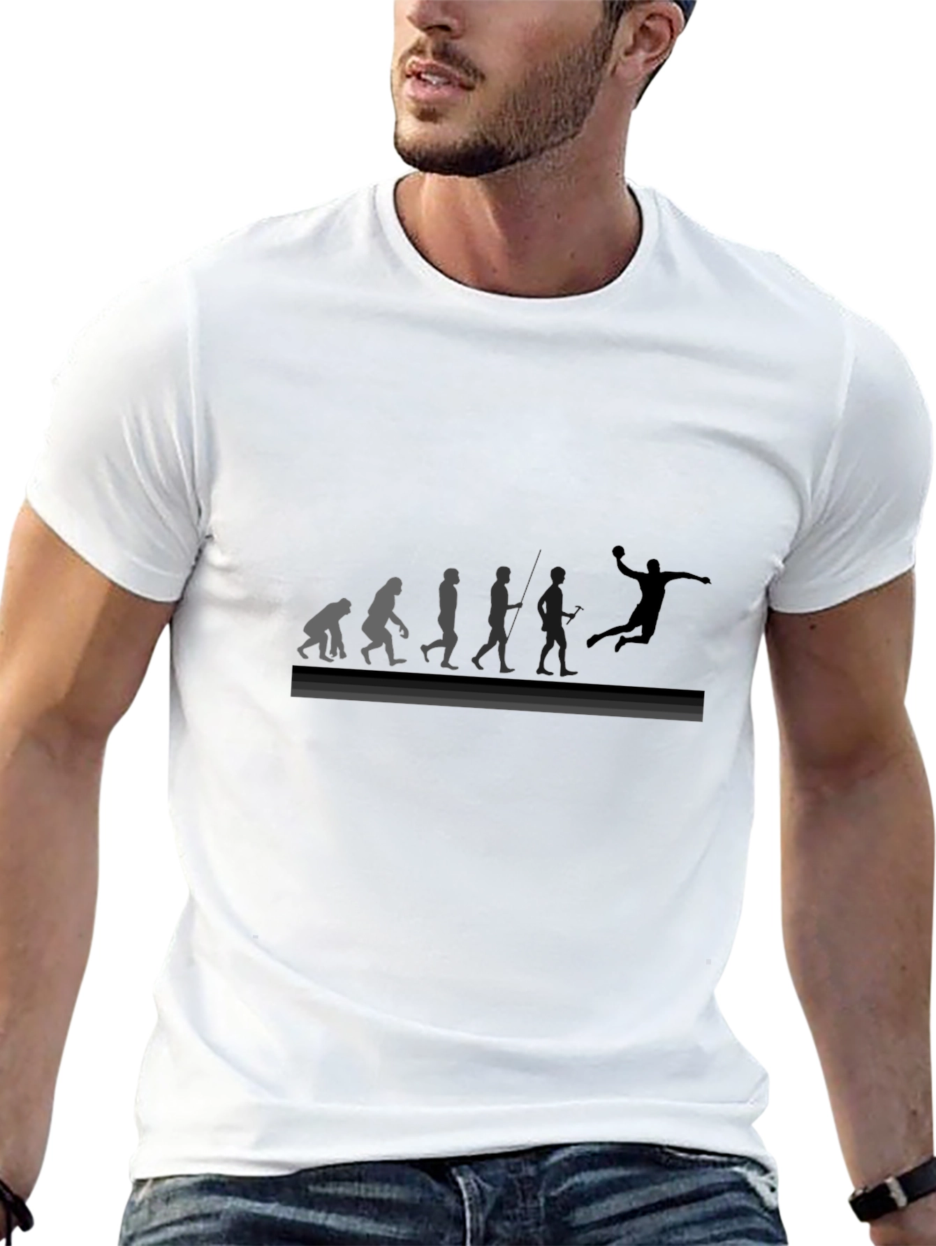 Evolution of Handball Black Graphic Tee