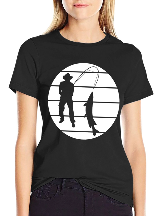 Fisherman Graphic Tee - Black Cotton Shirt