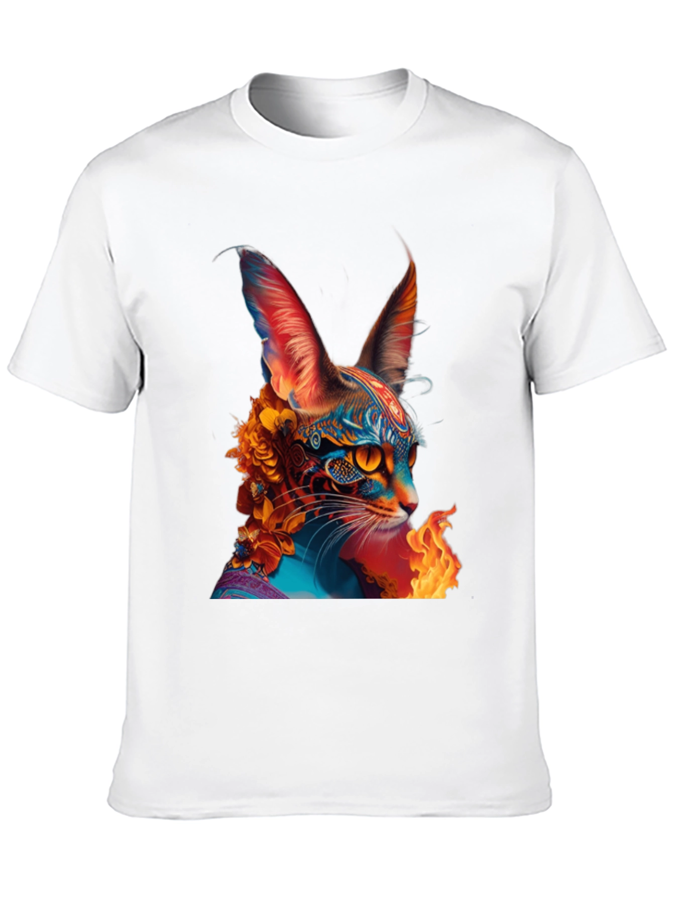 Psychedelic Cat Graphic Tee - Unique Animal Print