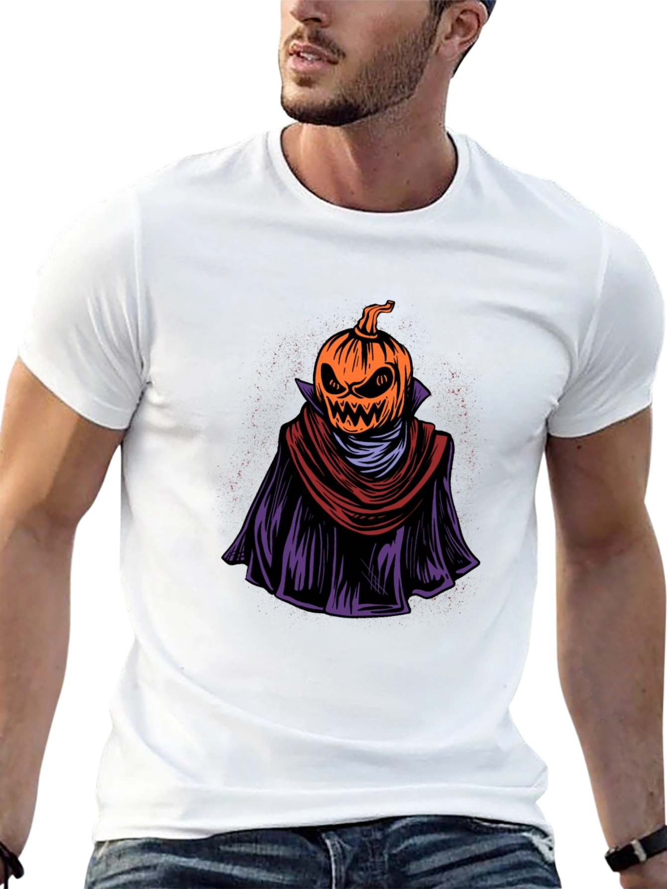 Spooky Pumpkin Head Graphic Tee - Halloween Apparel