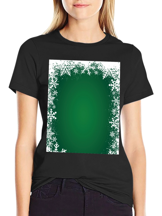 Festive Green Snowflake Border T-Shirt