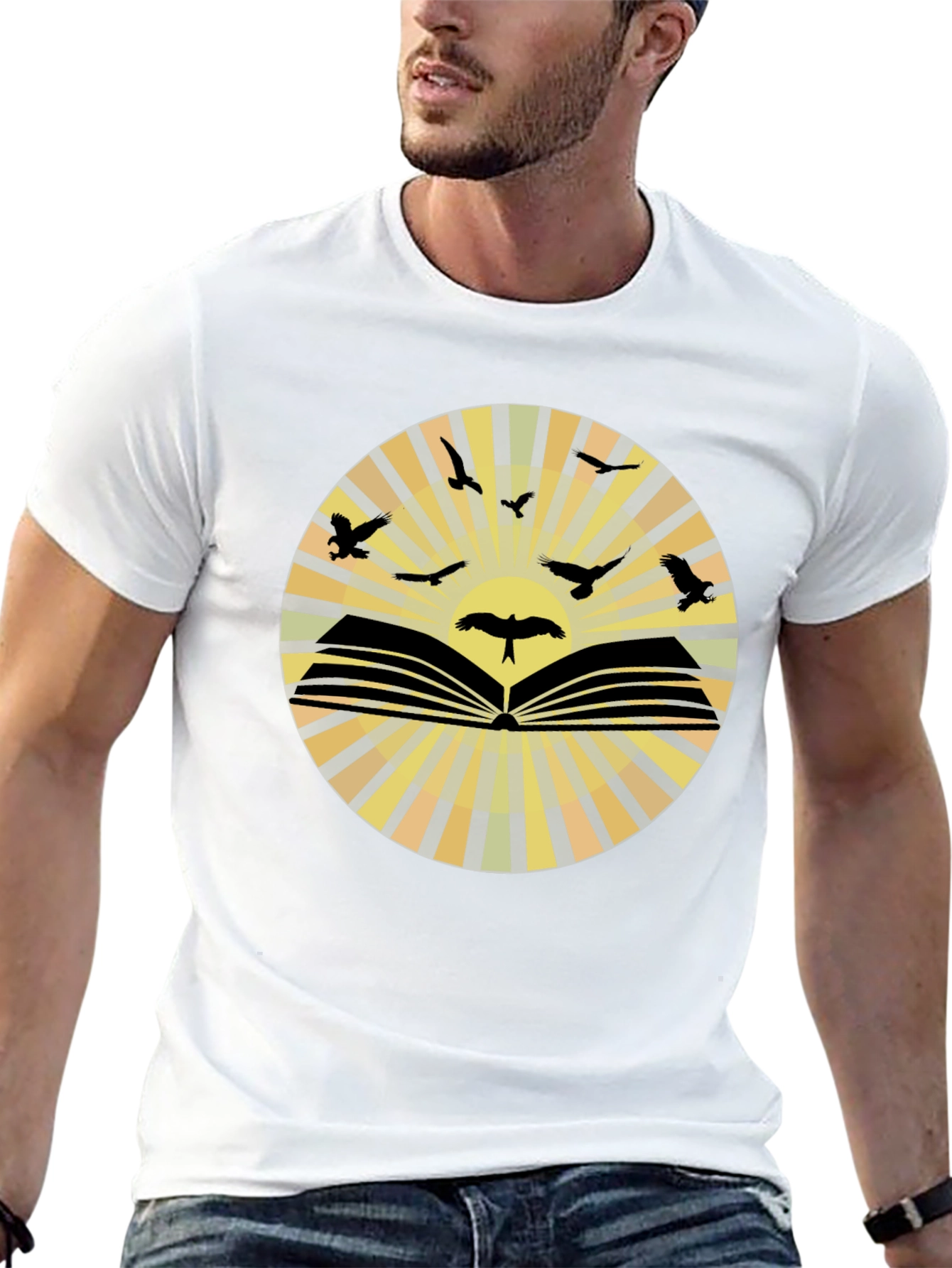 Open Book Bird Silhouette T-Shirt