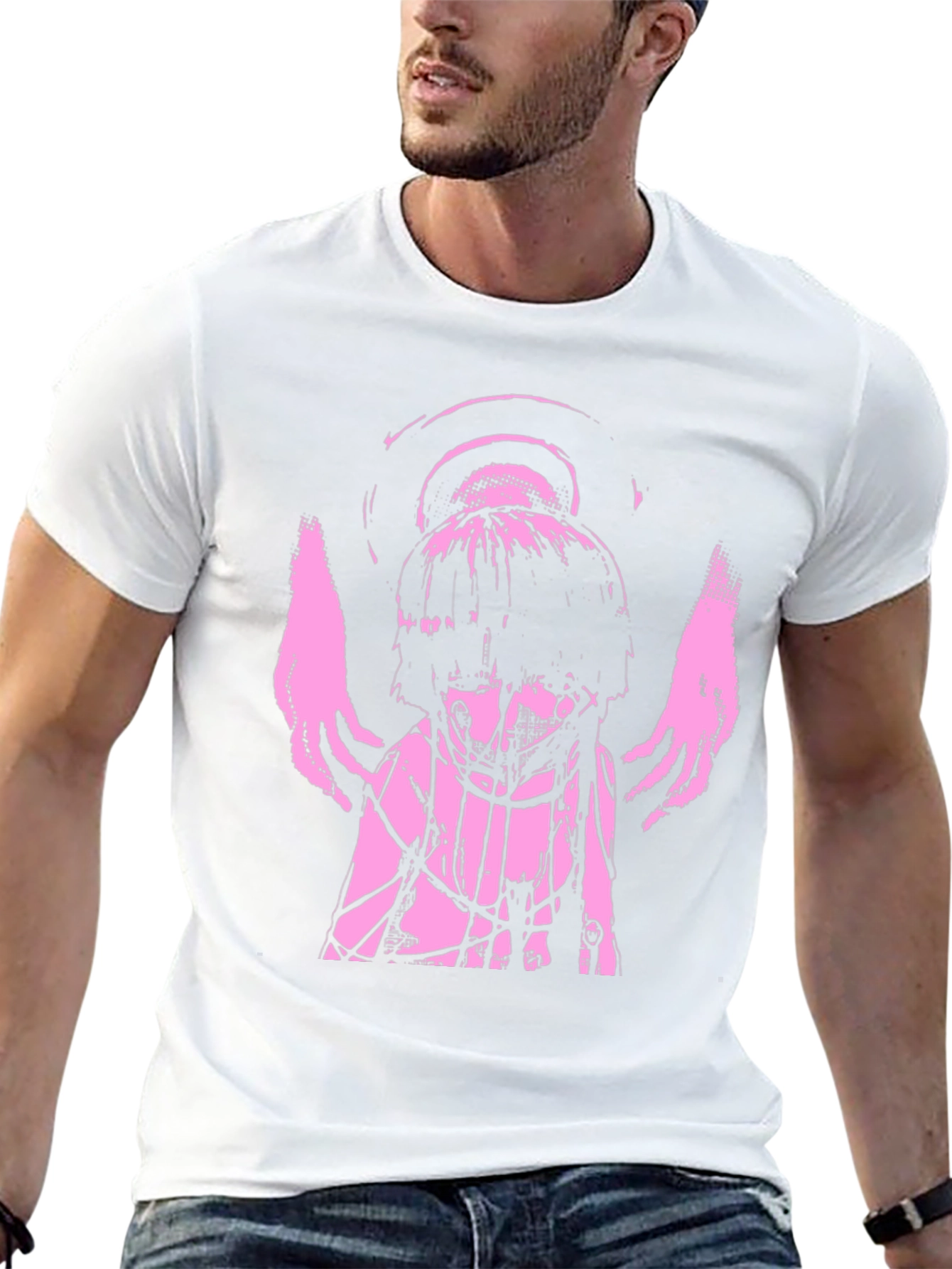 Angelic Anime Graphic Tee - Black