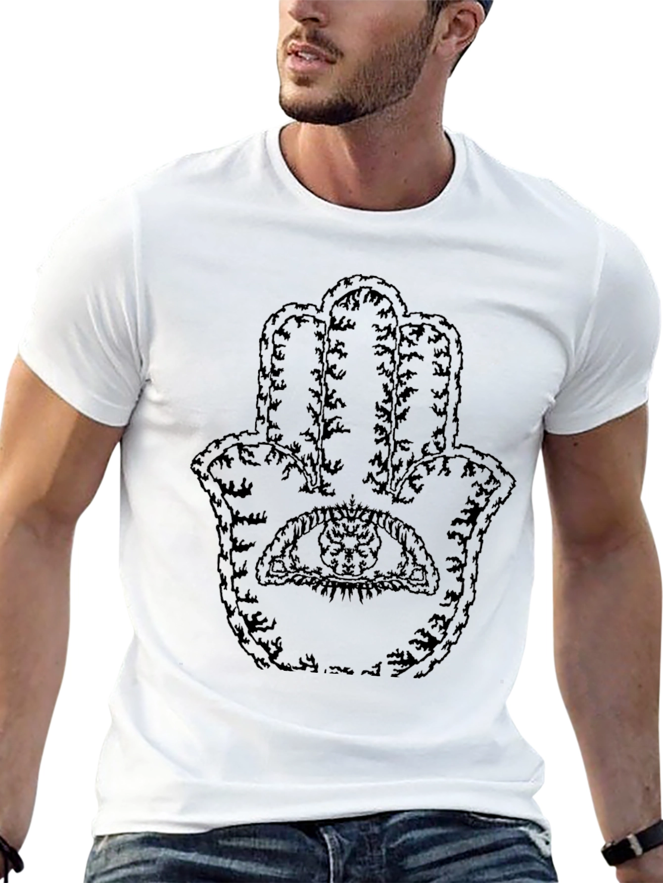 Hamsa Hand Graphic Tee - Unisex Black Cotton T-Shirt