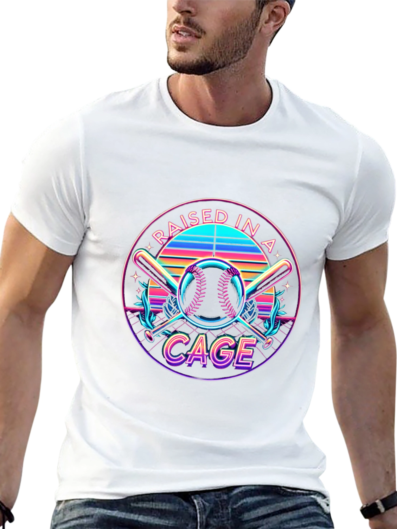 Raised in a Cage Retro Baseball T-Shirt