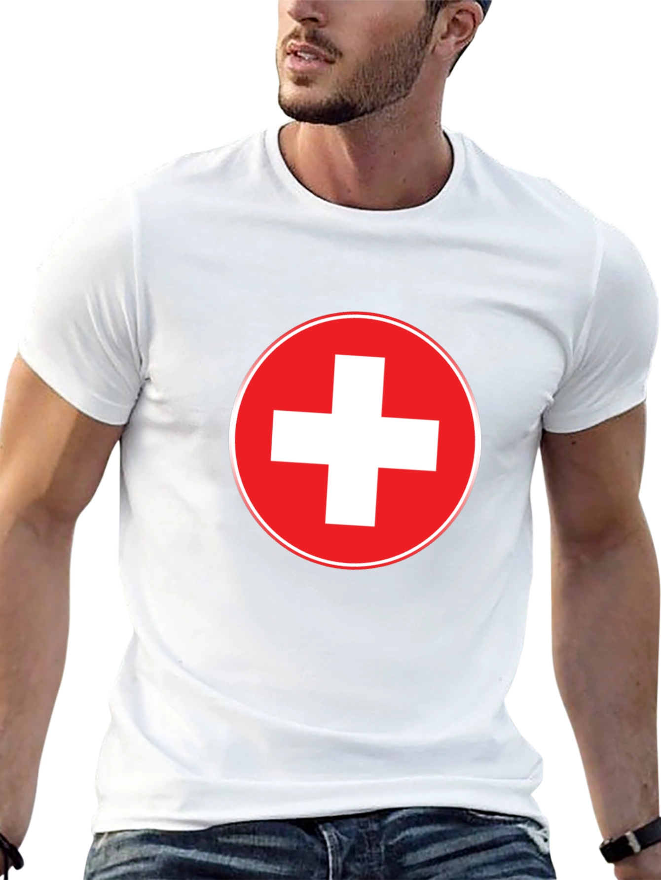 Swiss Flag T-Shirt - Red and White Cross Design