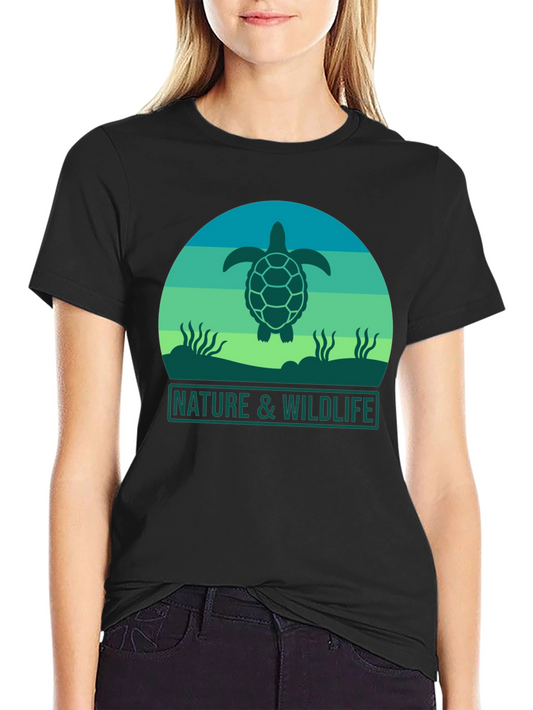Nature & Wildlife Turtle Graphic Tee - Black