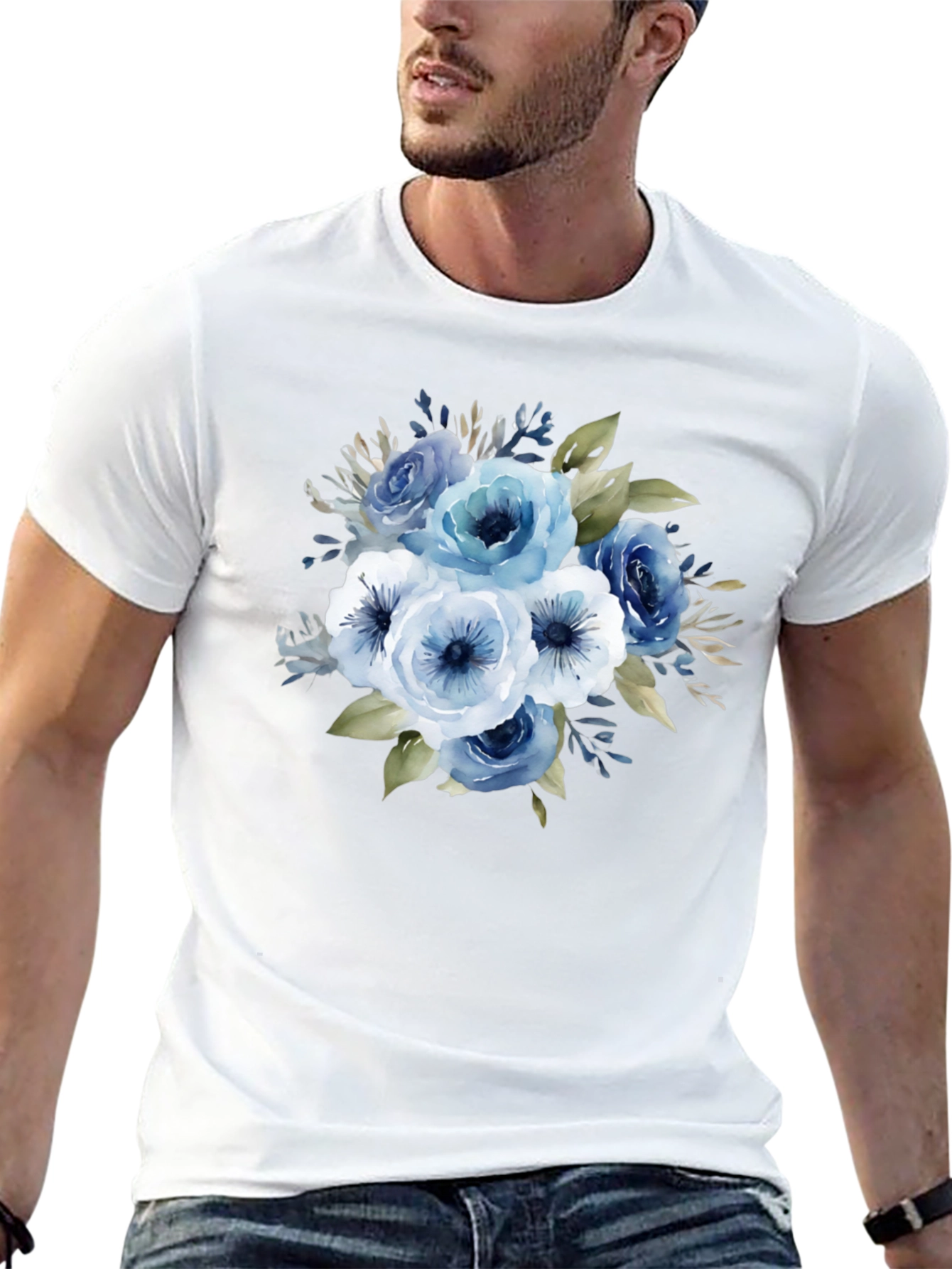 Floral Bouquet Graphic T-Shirt - Black Cotton Tee