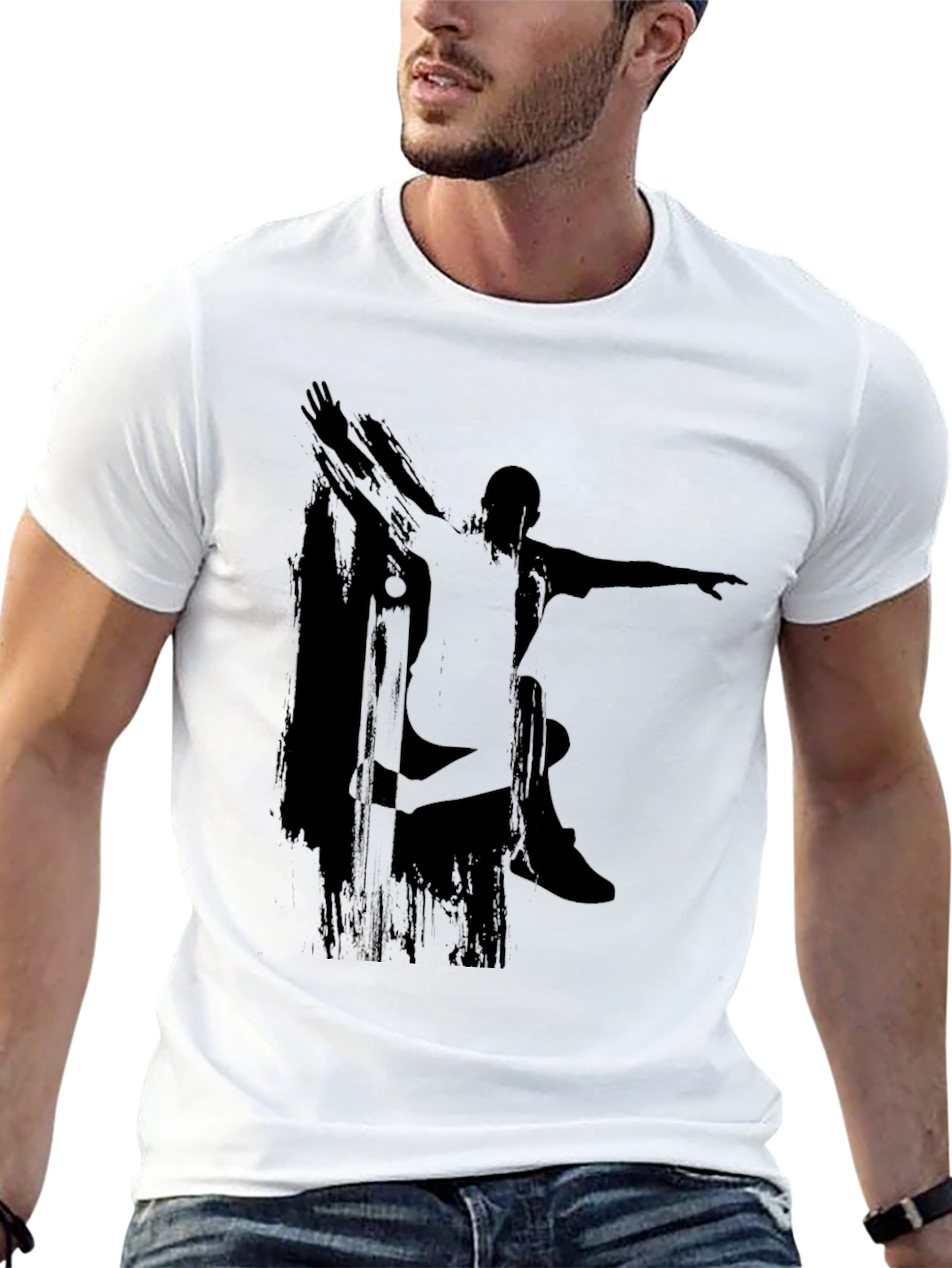 Skateboarder Silhouette Graphic Tee - Black