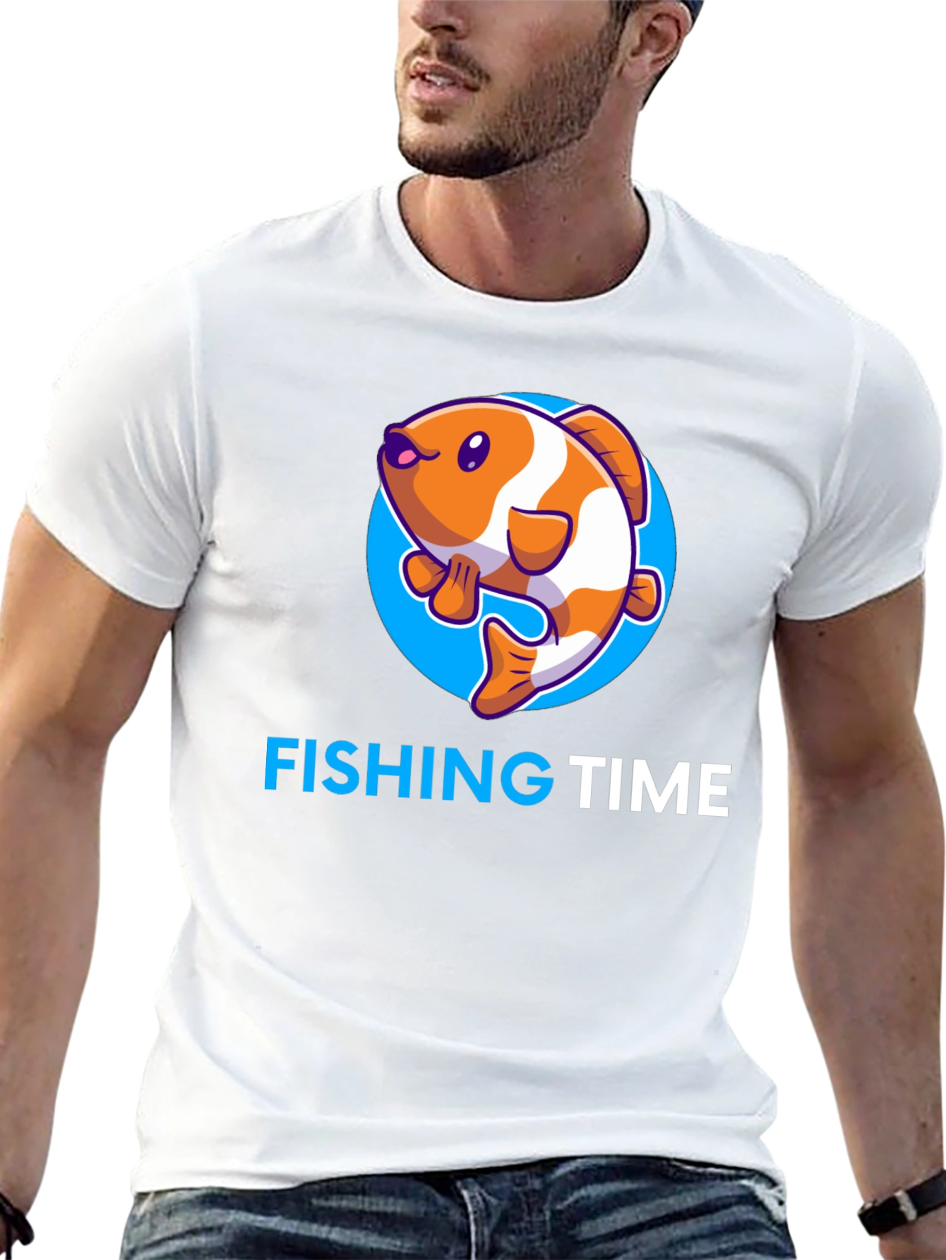Fishing Time Graphic Tee - Black Cotton Shirt