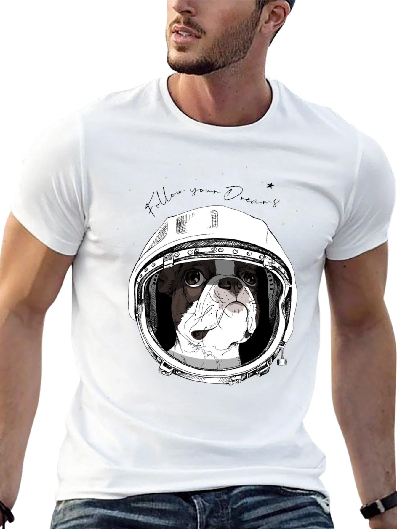 Dog Astronaut Graphic Tee - Follow Your Dreams