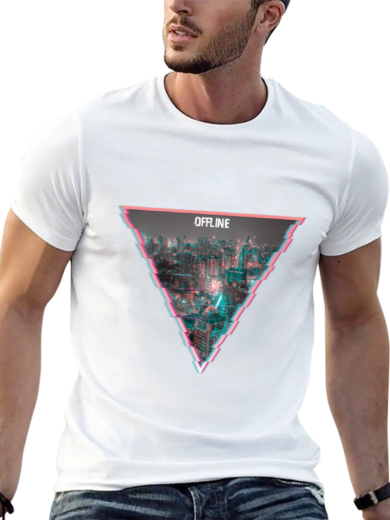 Offline Glitch Graphic Tee - Cyberpunk Style