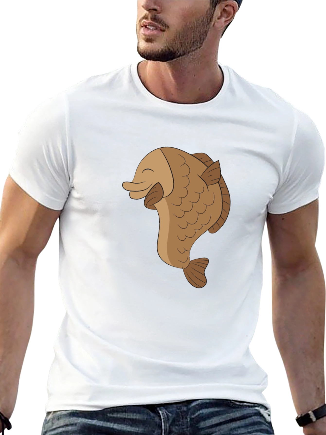 Happy Fish Graphic Tee - Black Cotton Comfort