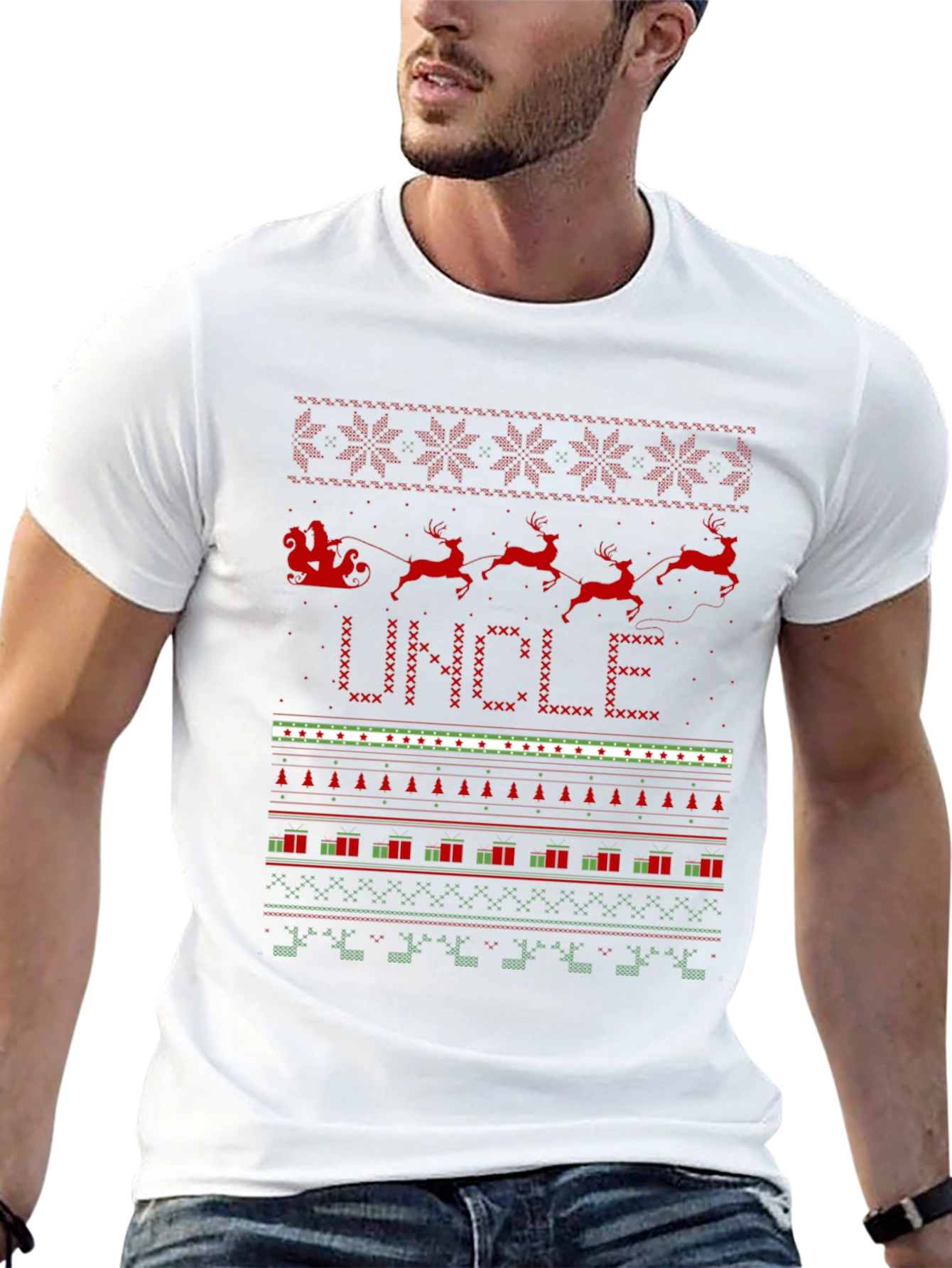 Uncle Christmas Sweater Style T-Shirt