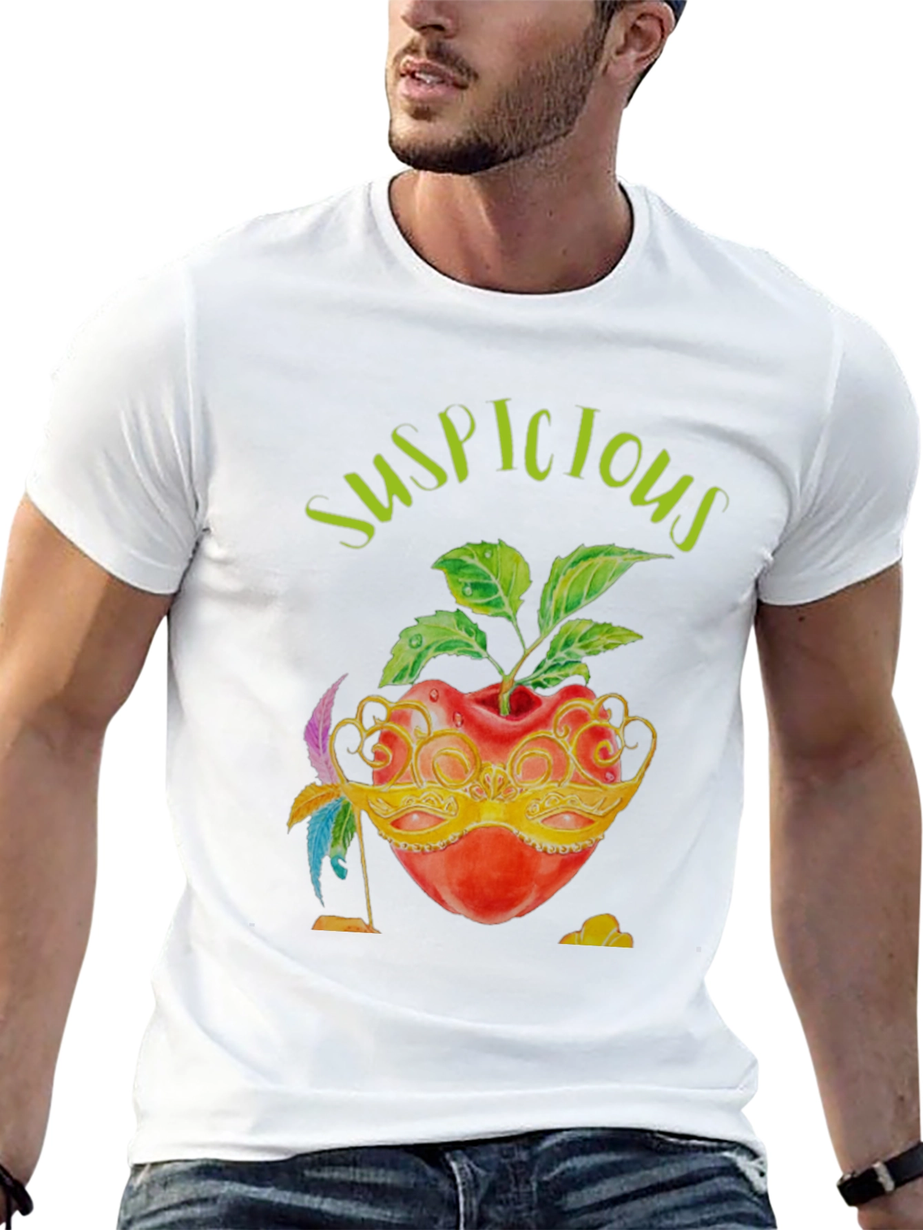 Suspicious Apple Graphic T-Shirt