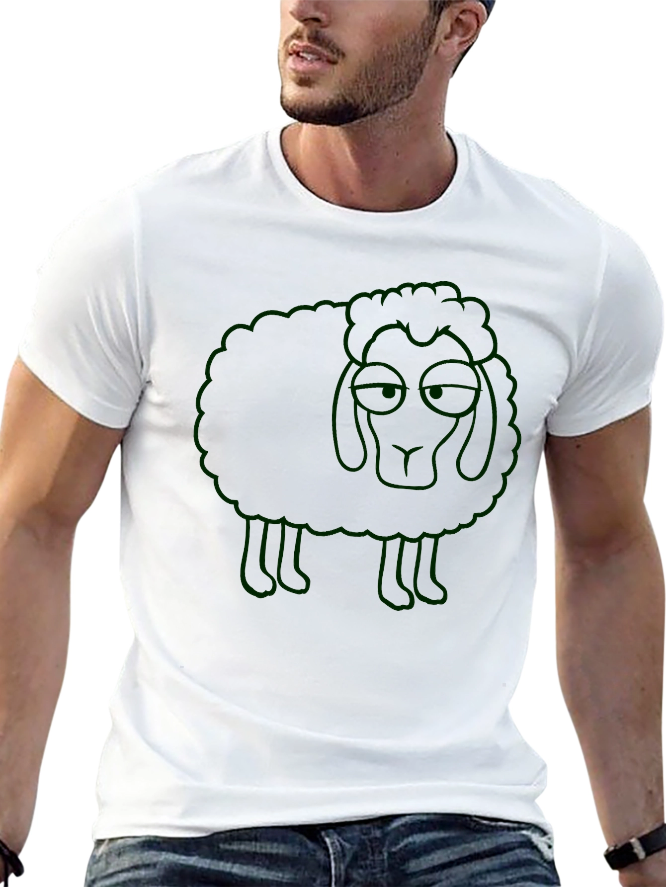 Sheep Graphic Mens Black T-Shirt