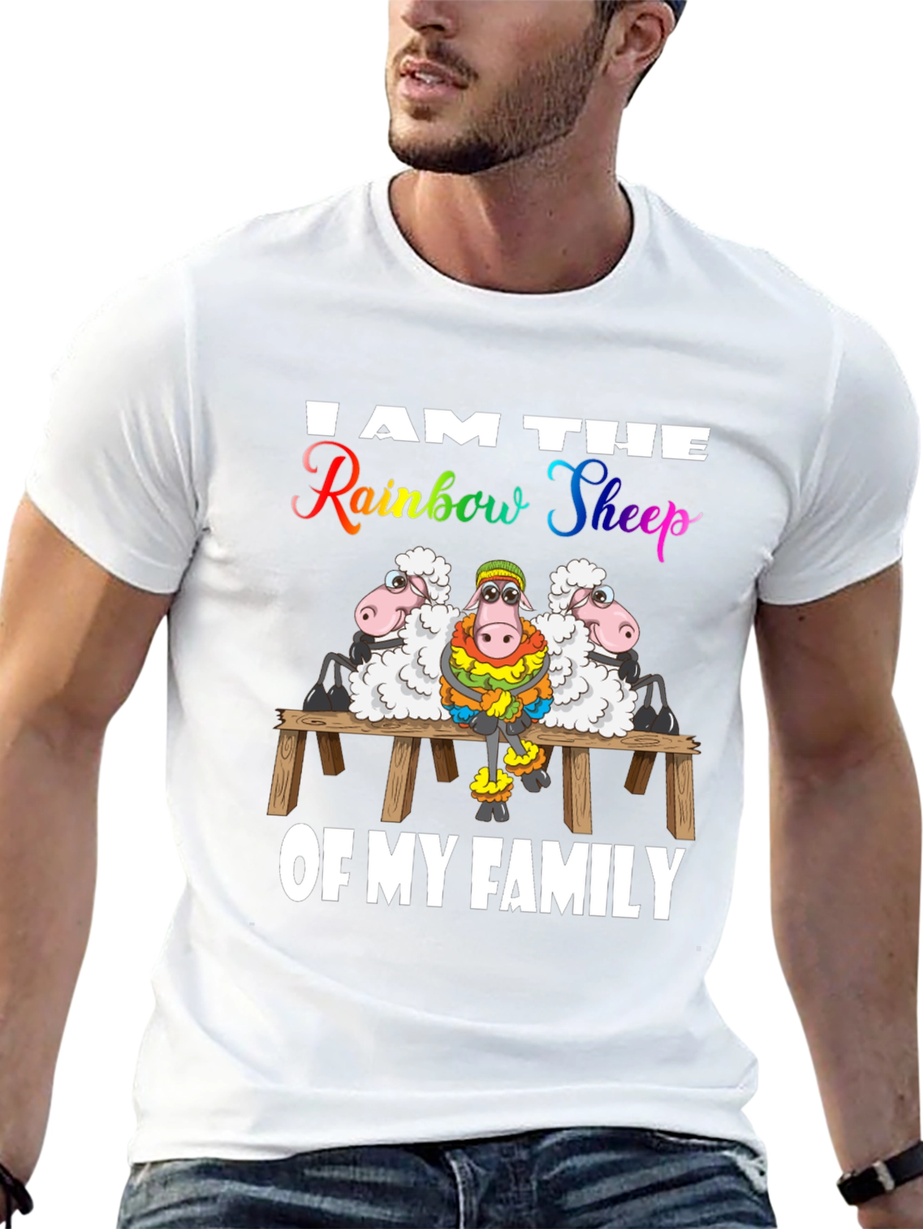 Rainbow Sheep Family T-Shirt