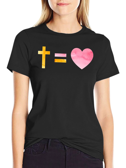 Faithful Love T-Shirt: Cross Equals Heart Graphic Tee