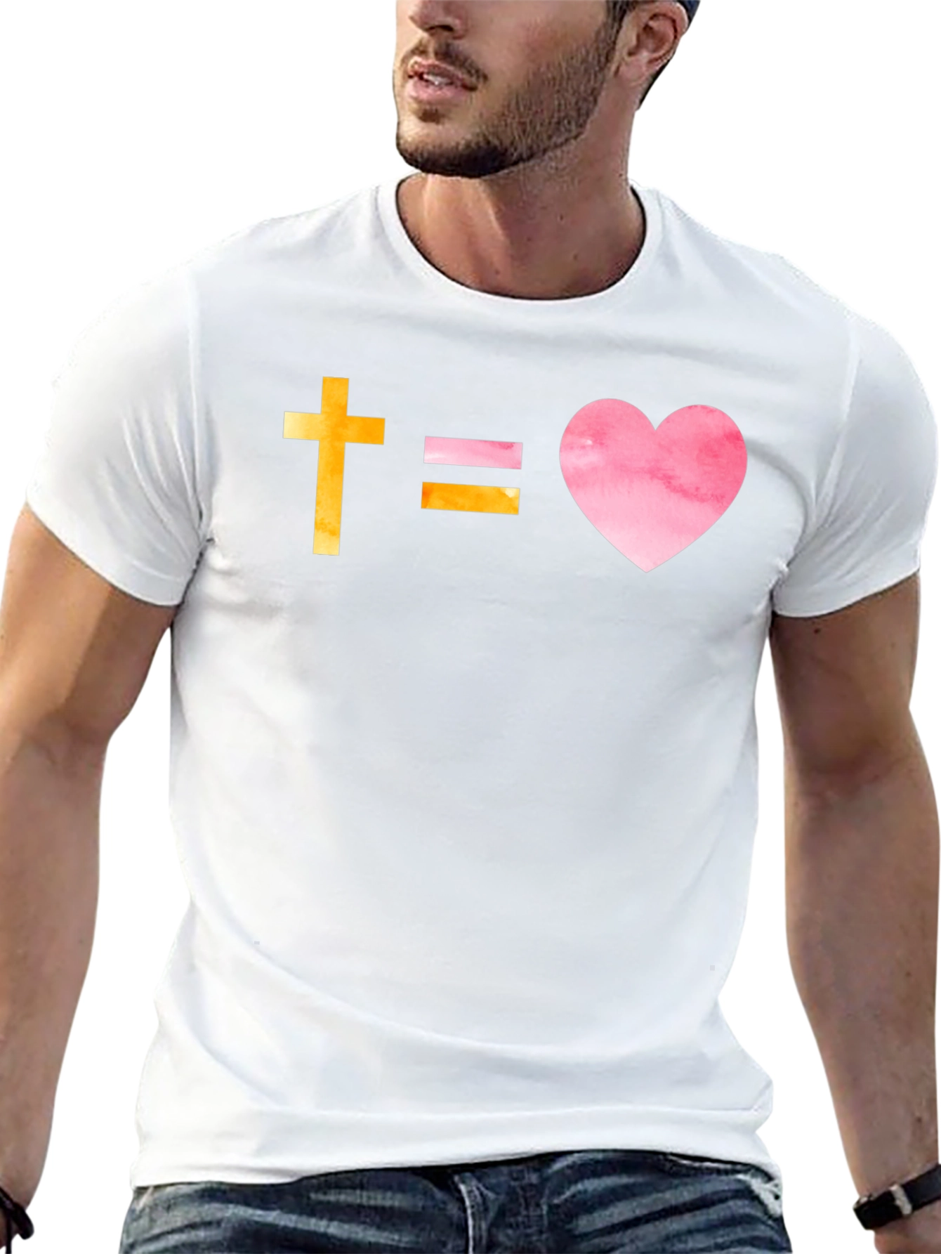 Faithful Love T-Shirt: Cross Equals Heart Graphic Tee