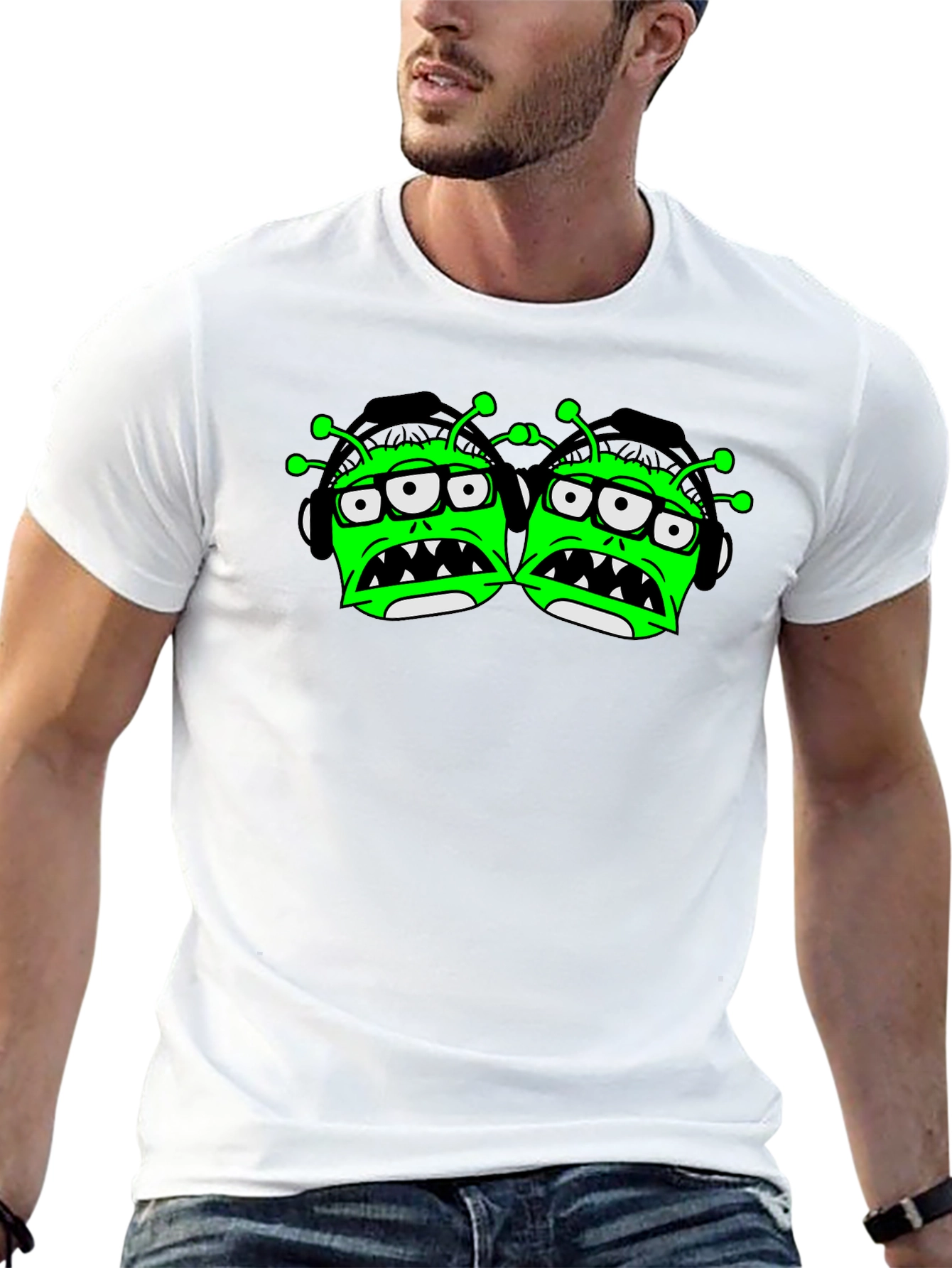 Monster Graphic Print Black T-Shirt